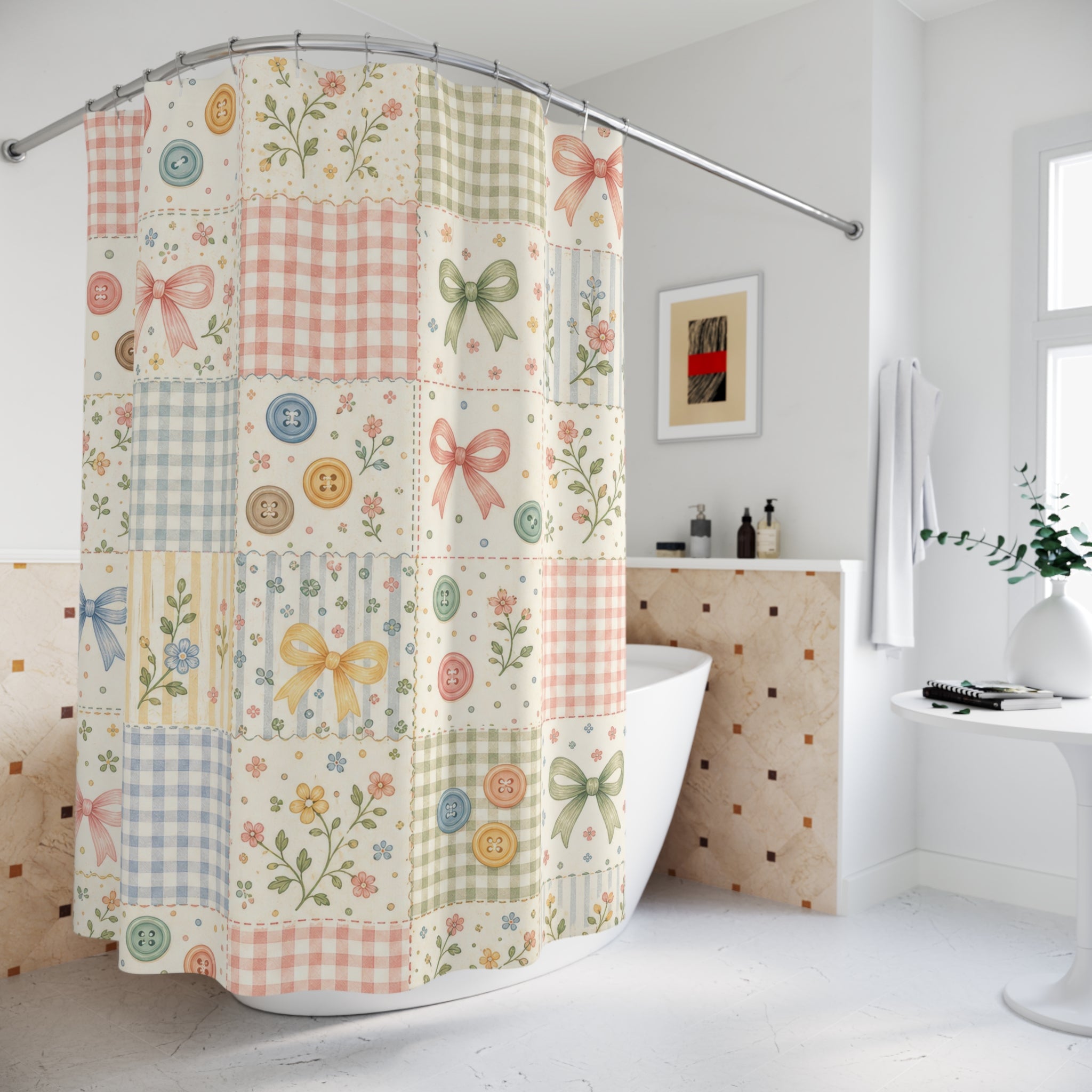 Pastel Patchwork Cute Shower Curtain