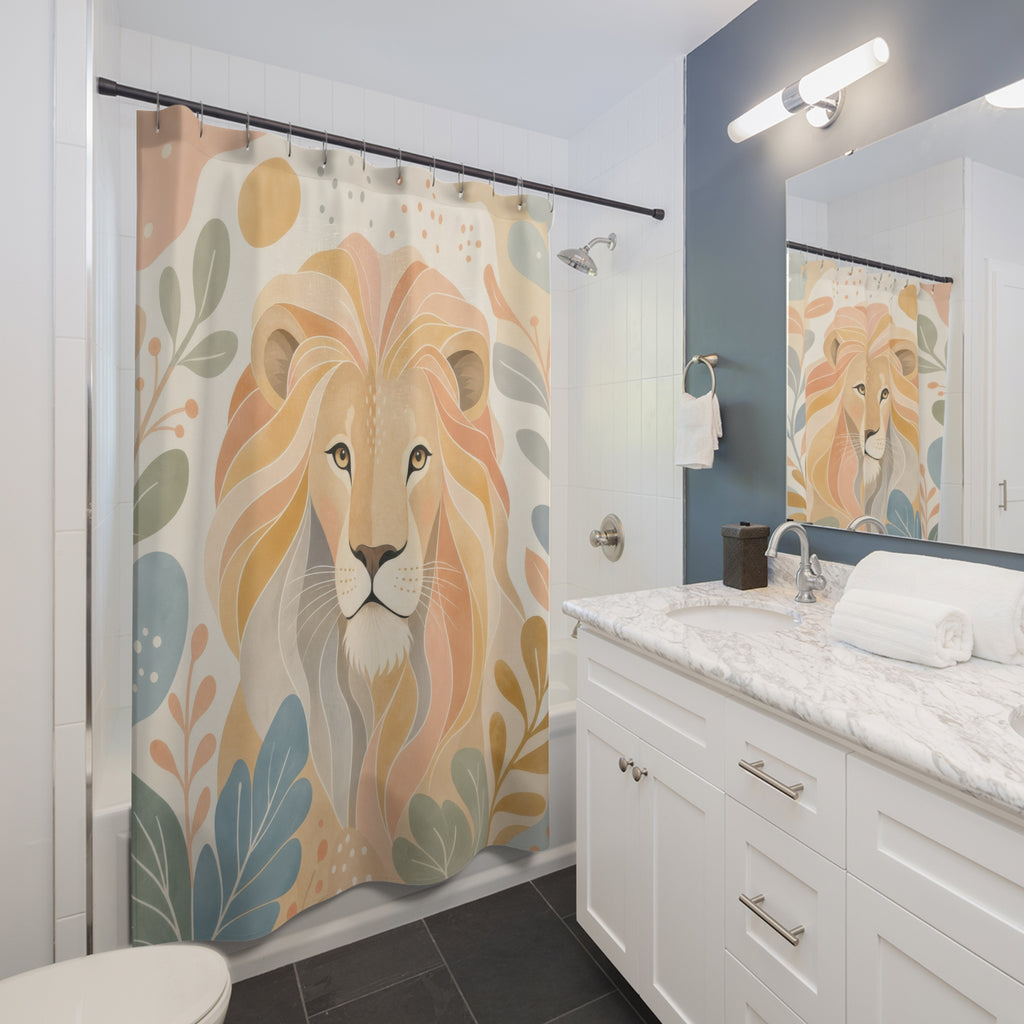 Pastel Safari Animal Portrait Shower Curtain