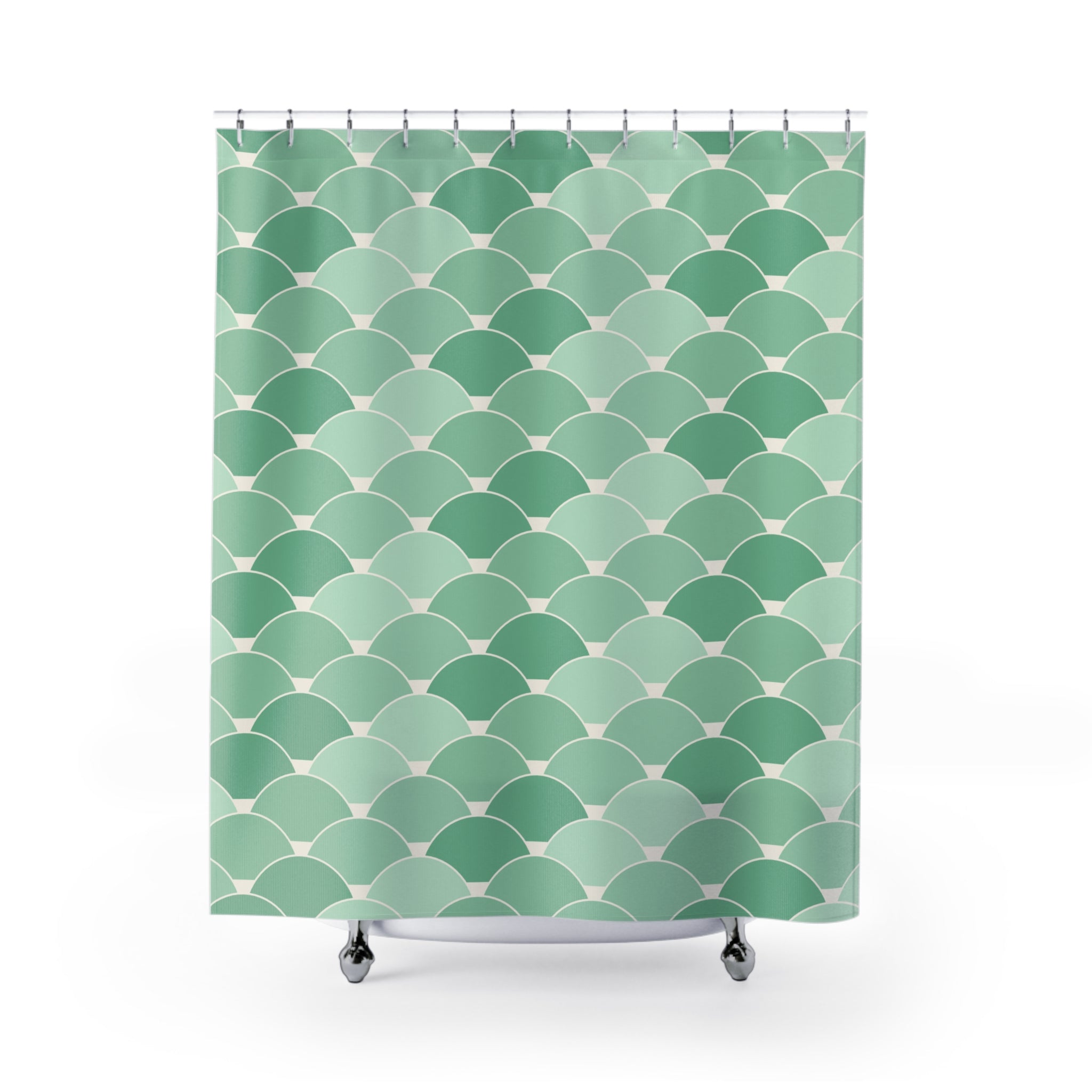 Green Mint Shower Curtain: Scalloped Cabana