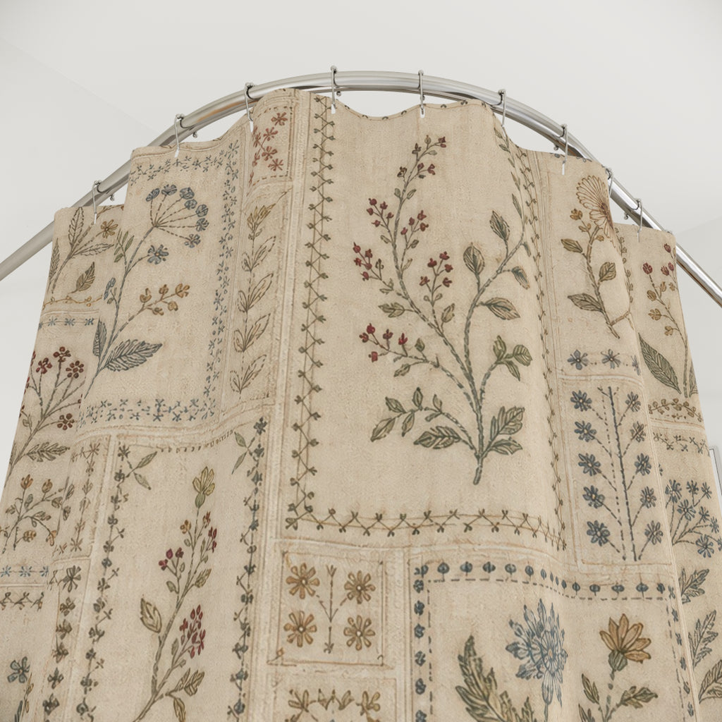 Herbarium Tile Vintage Botanical Shower Curtain