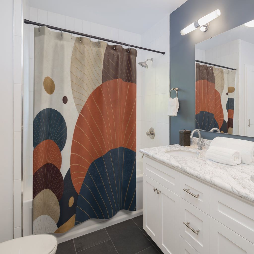 Sculptural Scallop Designer Shower Curtain