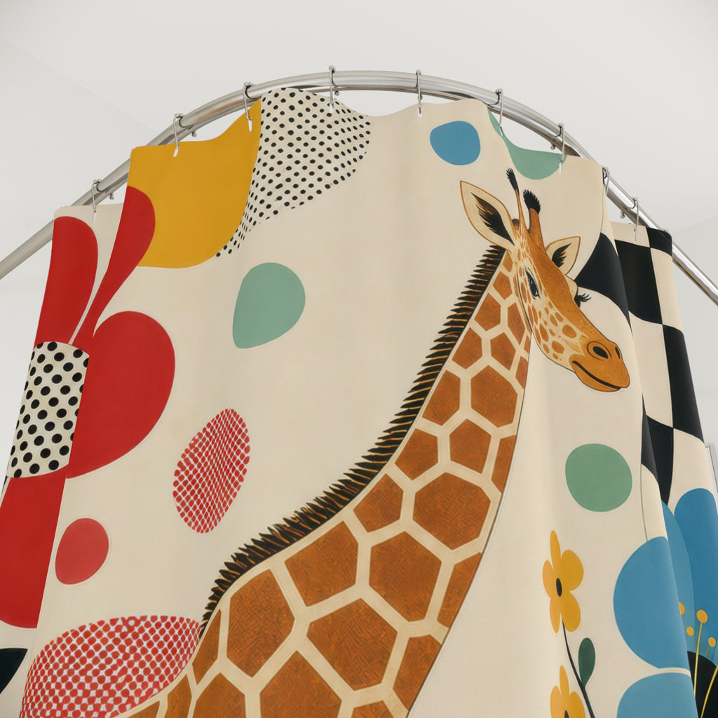 Retro Floral Animal Shower Curtain