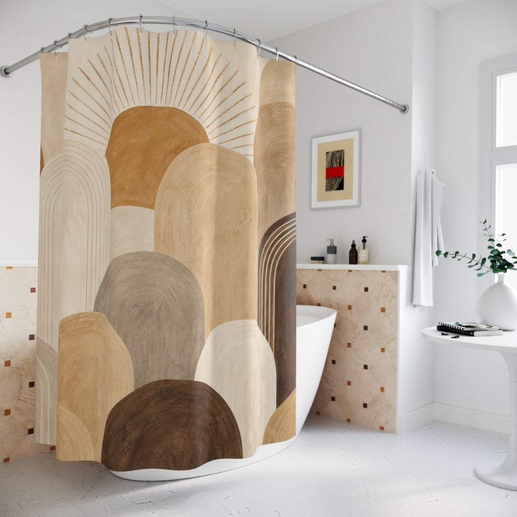 Brown Beige Sunburst Arch Shower Curtain