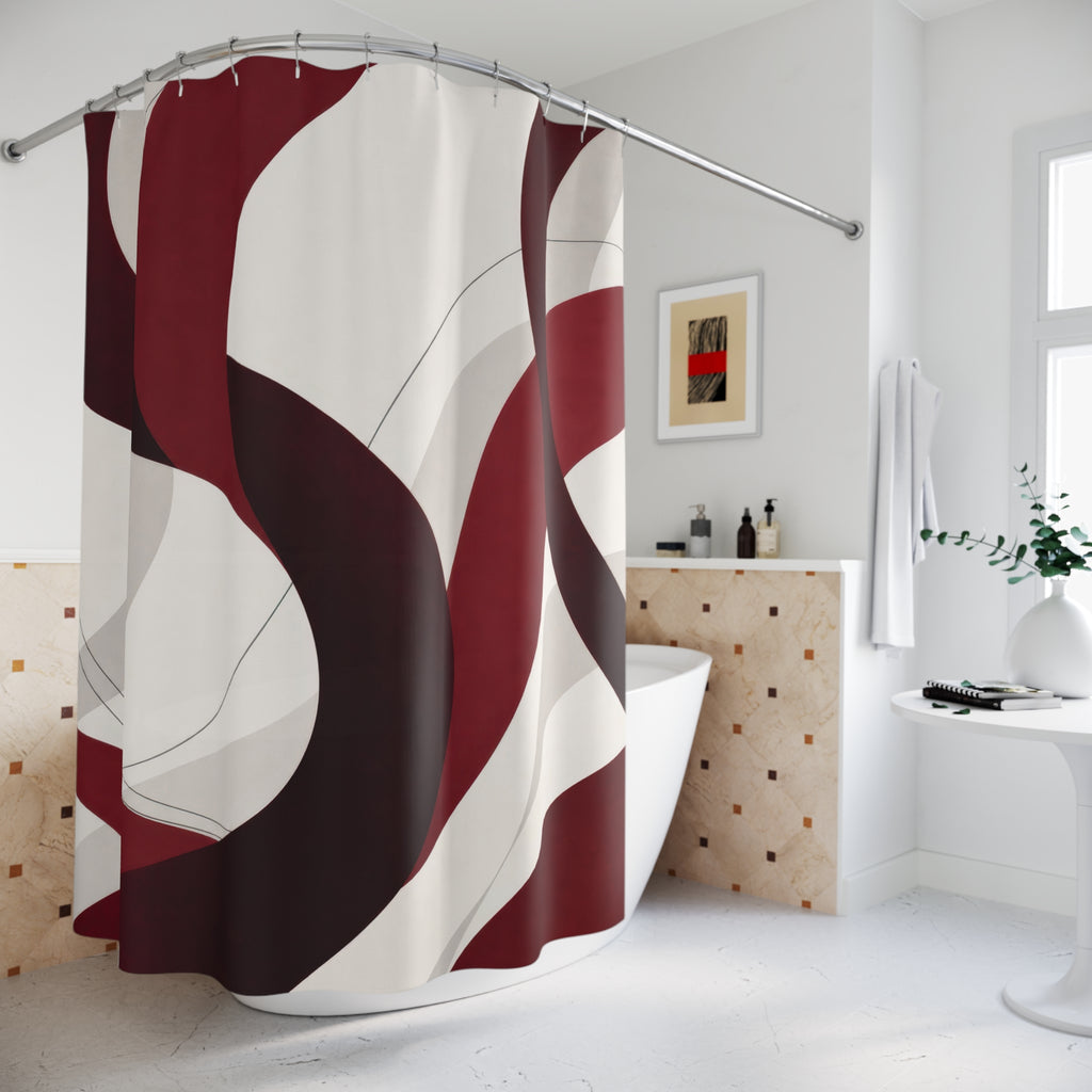 Modern Abstract Ribbon Red Shower Curtain