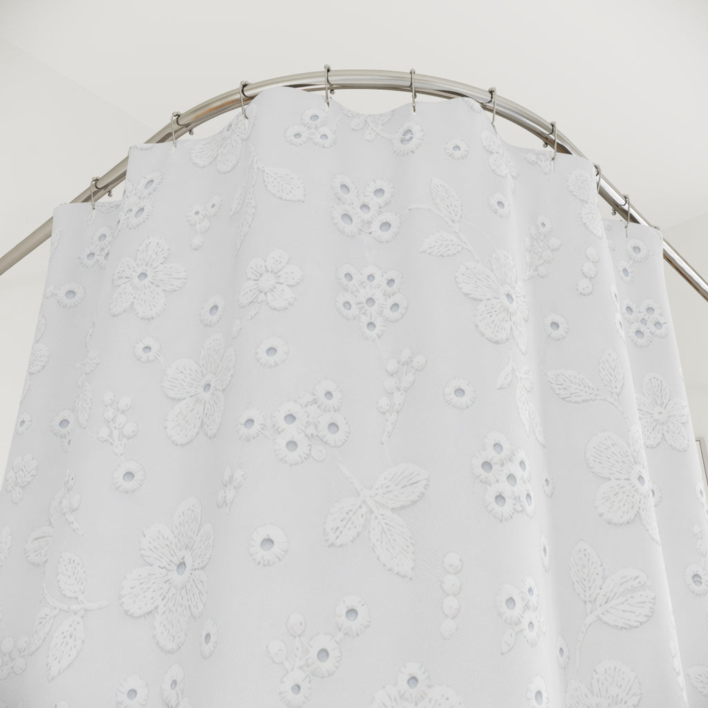 White Shower Curtain, Minimal Speckle Bath Decor, Soft Dot Texture Pattern, Modern Guest Bathroom Decor, Spa Neutral White Style Decor