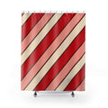 Diagonal Cherry Stripe Shower Curtain, Cherry Red Modern Bathroom Decor, Modern Stripe Bath Curtain, Guest Bath Decor, Small Bathroom Decor