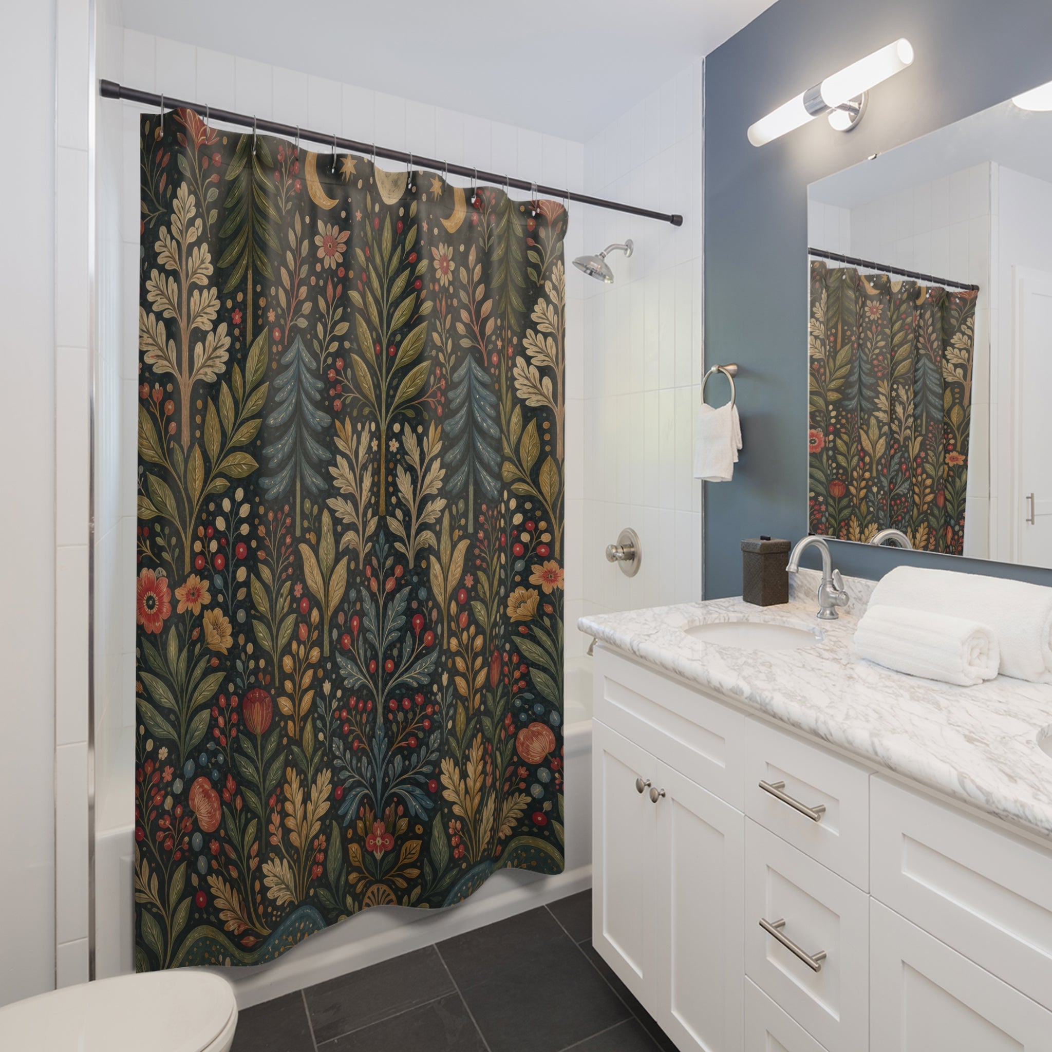 Painted Woodland Tapestry Shower Curtain