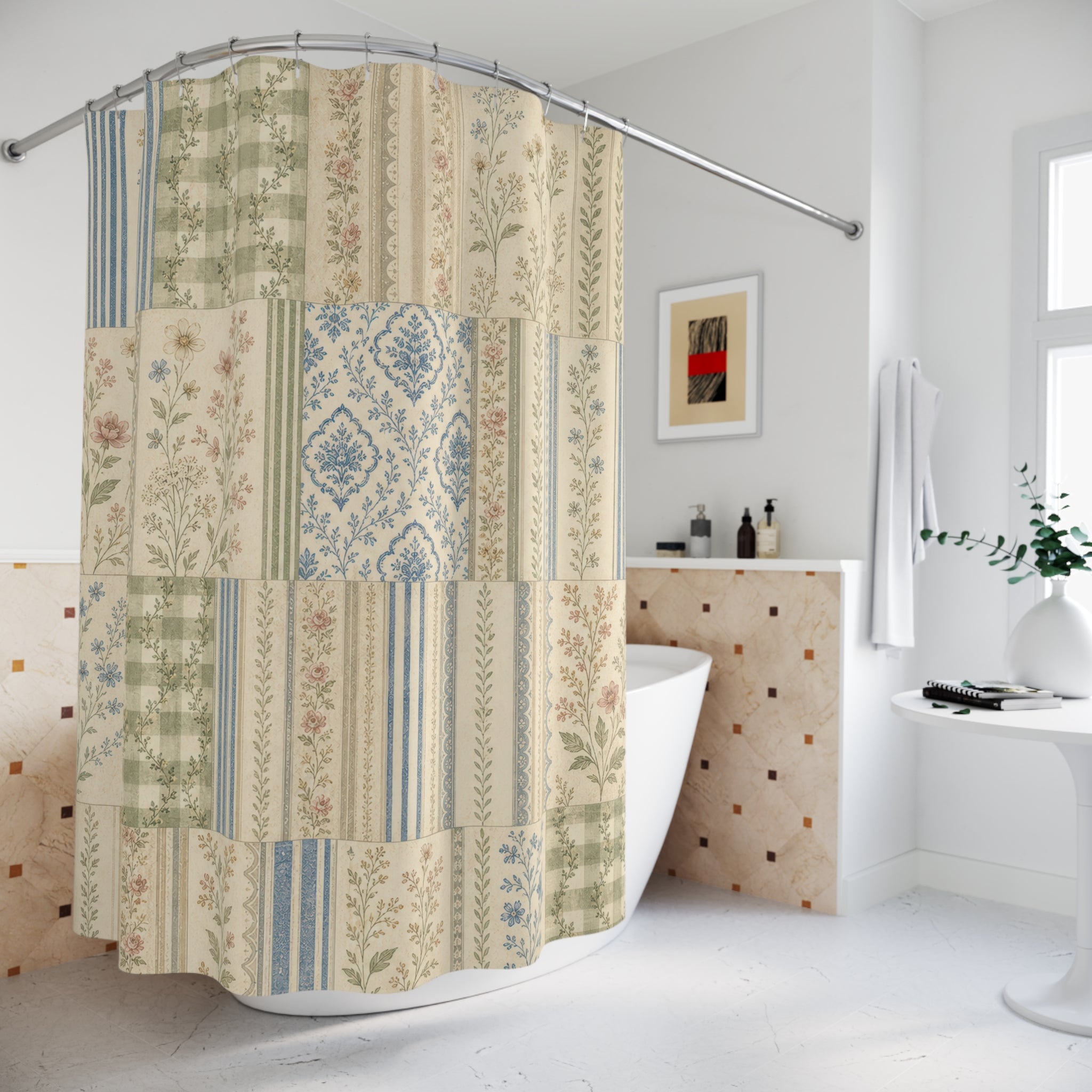 Country Patchwork Farmhouse Shower Curtain