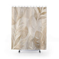 Light Beige Shower Curtain, Ivory Botanical Leaf Bath Decor, Neutral Cream Taupe Pattern, Elegant Spa Guest Bathroom Decor, Warm Neutral