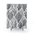 Black White Reef Branch Shower Curtain