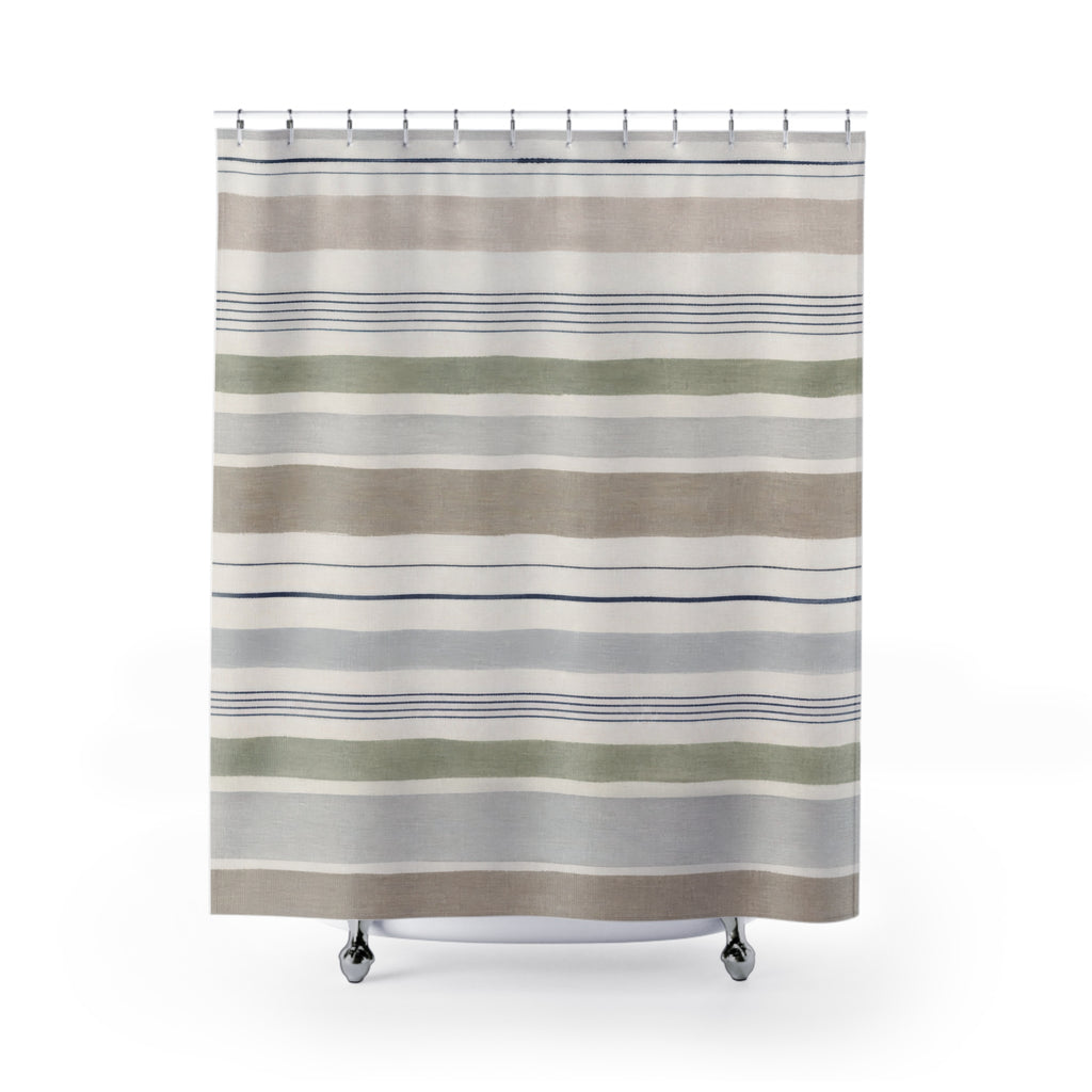 Soft Neutral Horizontal Stripe Shower Curtain