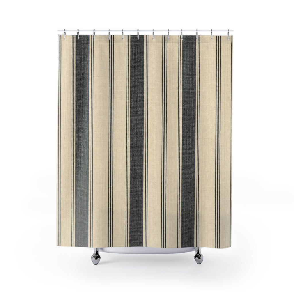 Charcoal Ticking Stripe Shower Curtain