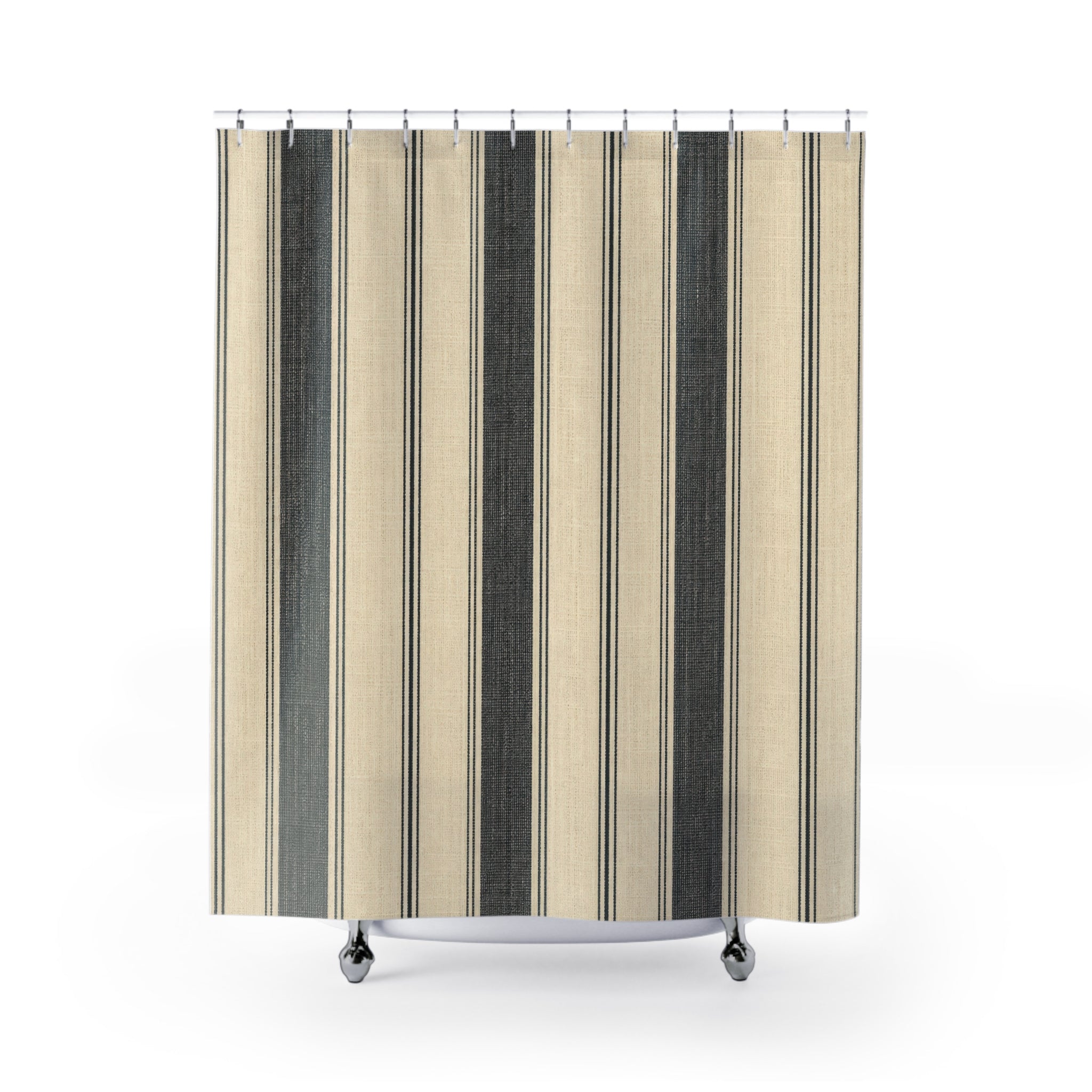 Charcoal Ticking Stripe Shower Curtain