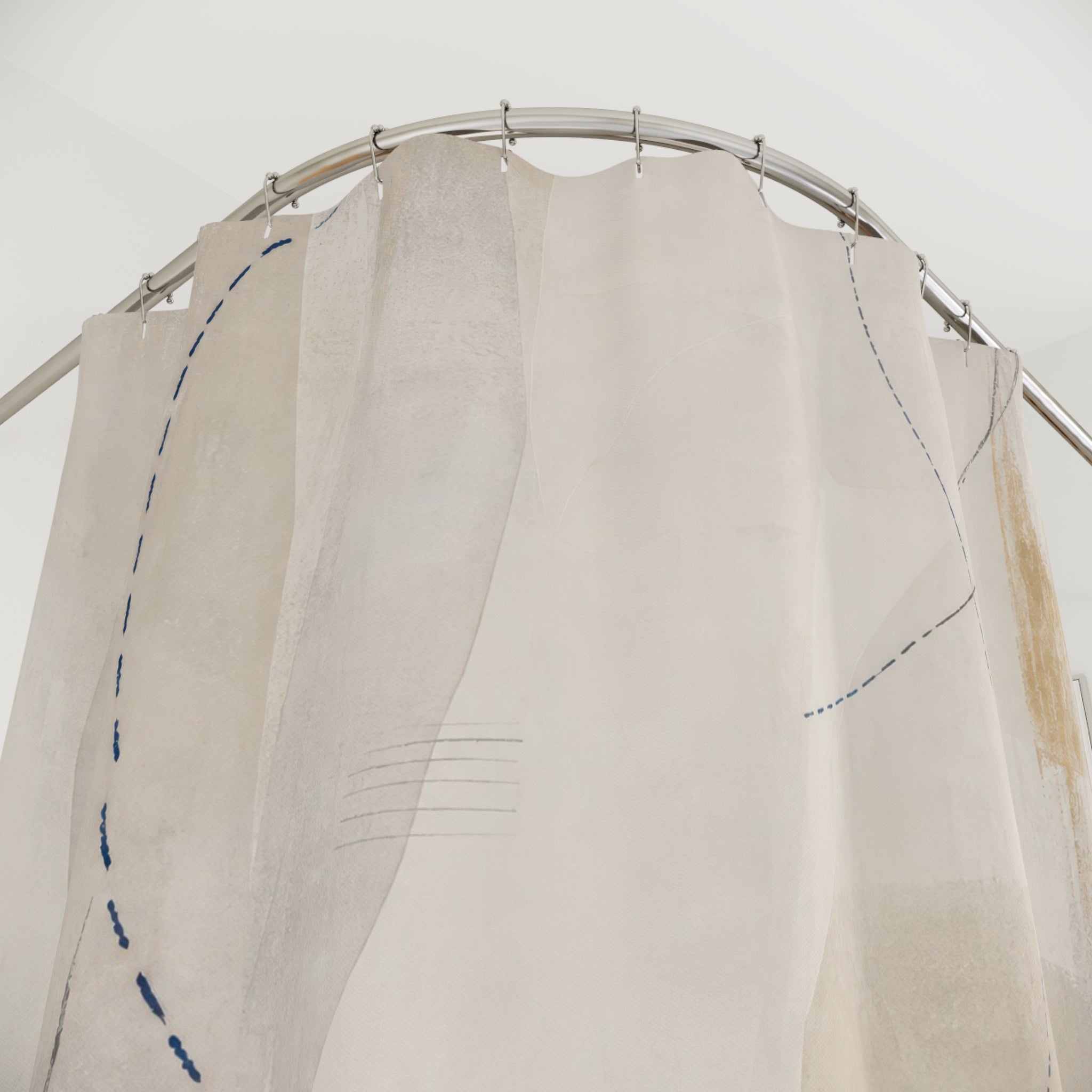 Minimal Abstract White Shower Curtain