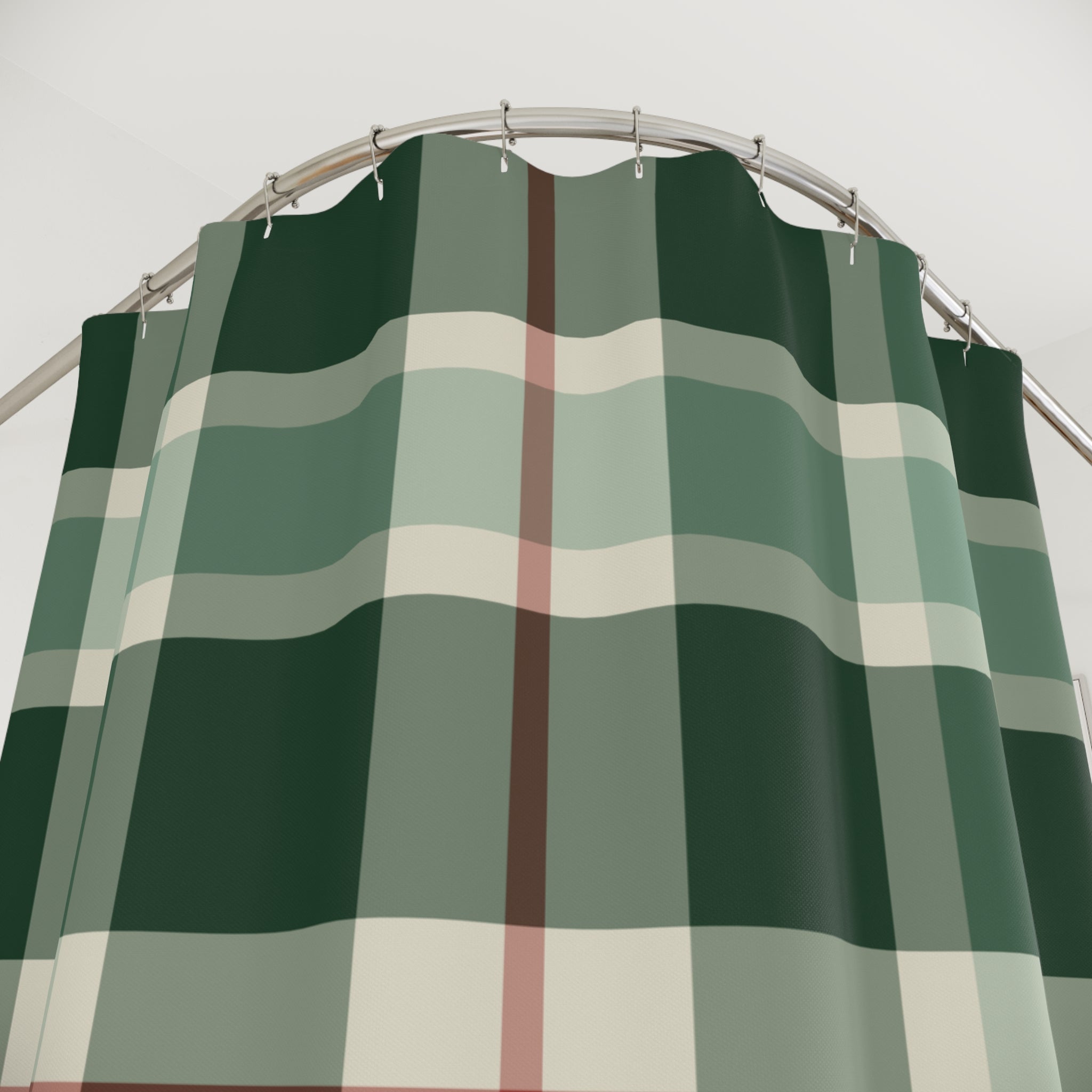 Green Plaid Shower Curtain: Forest Tartan Buffalo