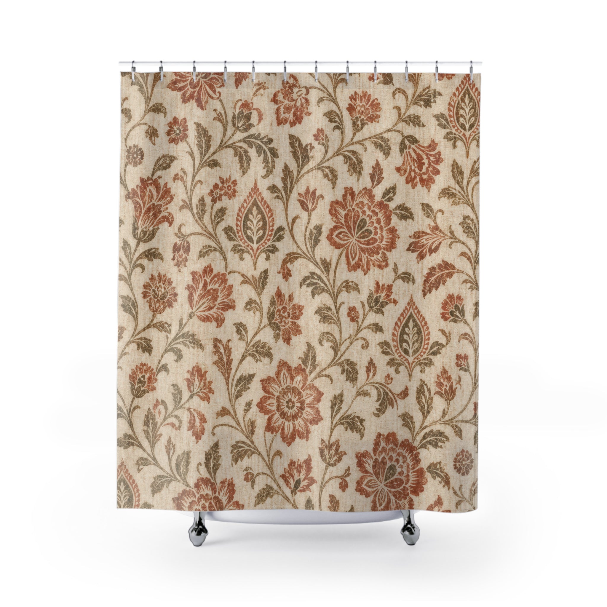 Terracotta Floral Shower Curtain
