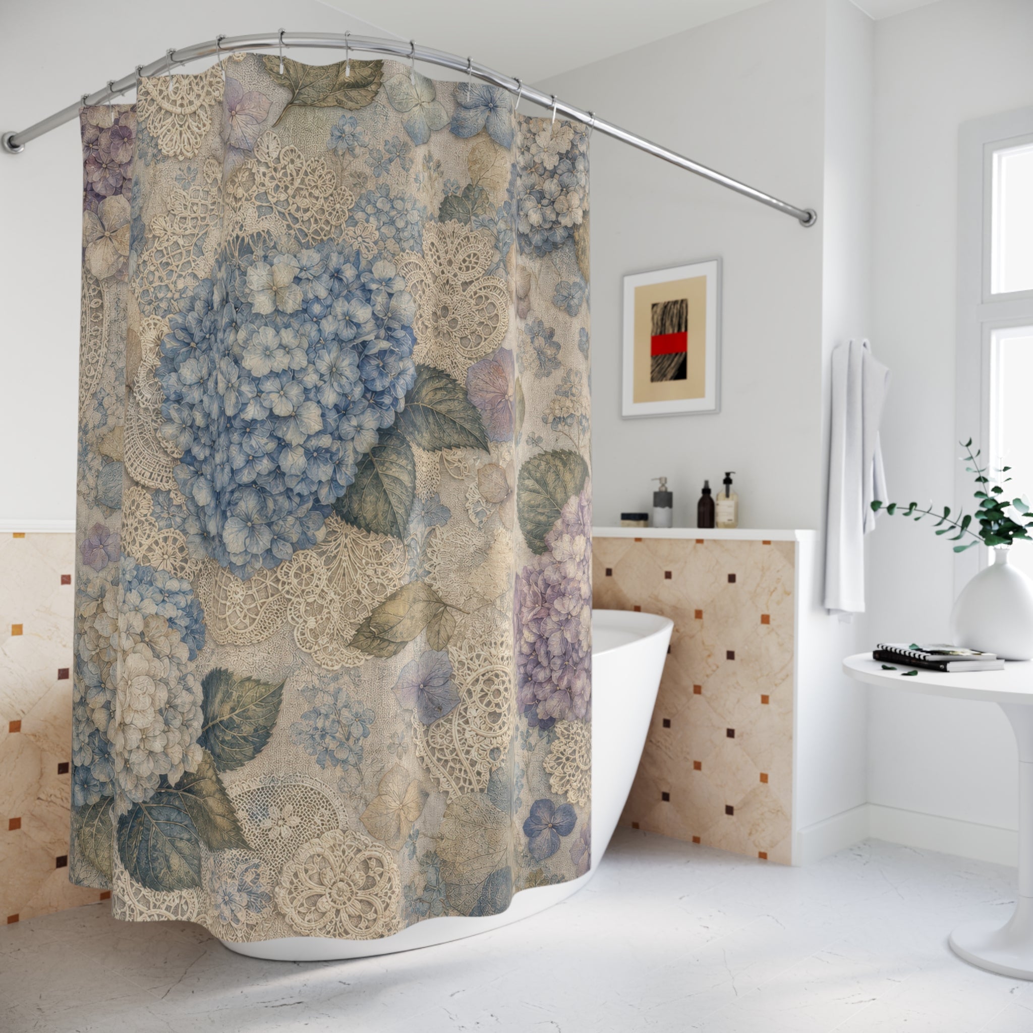 Lace Hydrangea Shower Curtain