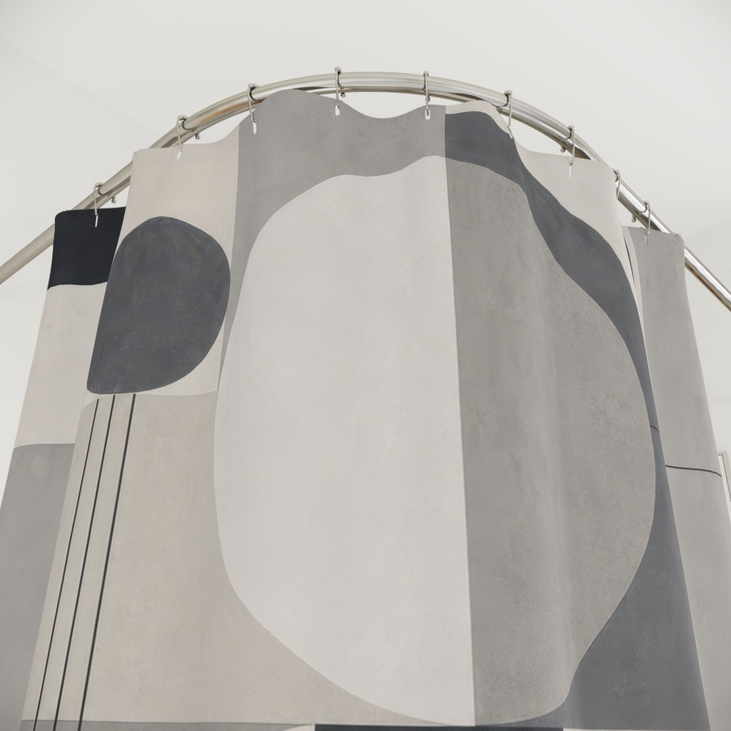 Grey Mid Century Geometric Shower Curtain