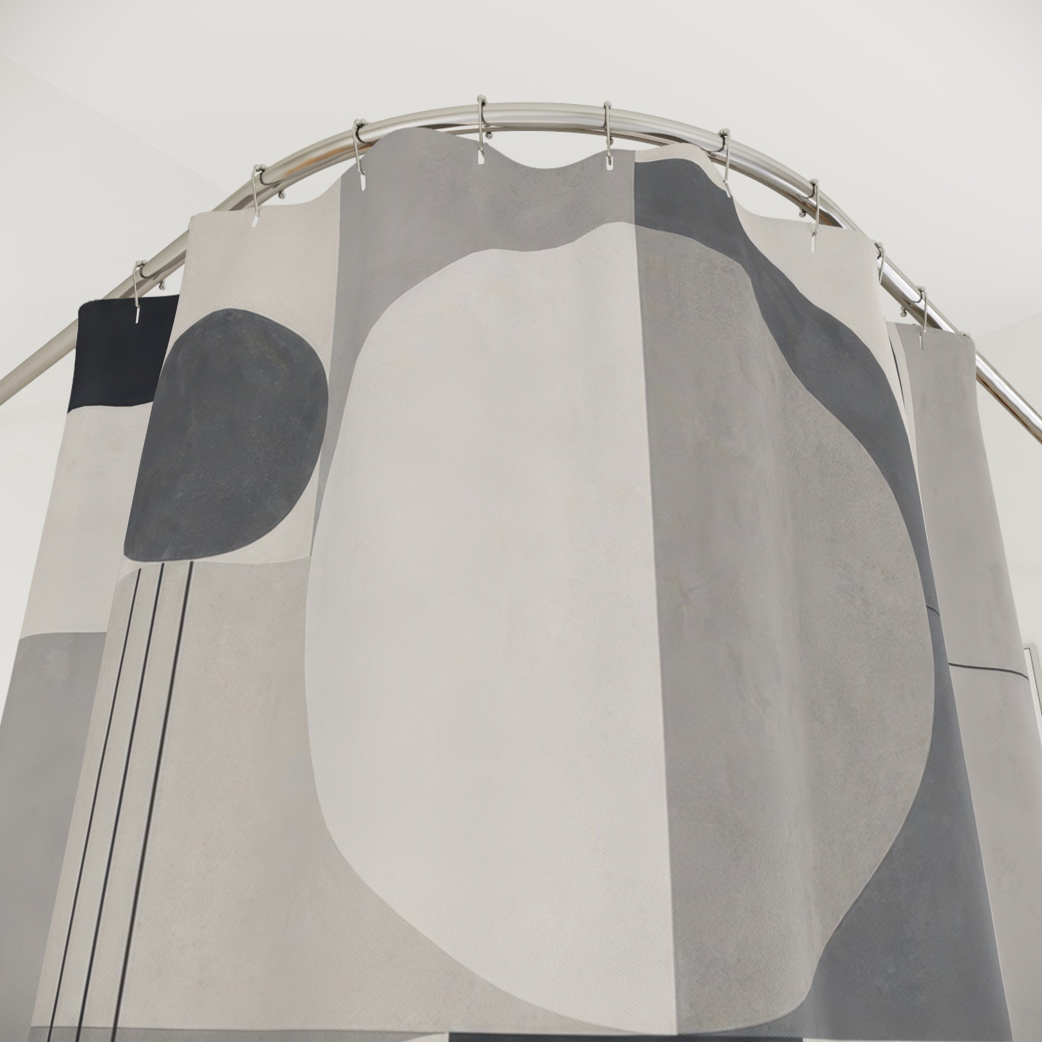 Grey Mid Century Geometric Shower Curtain