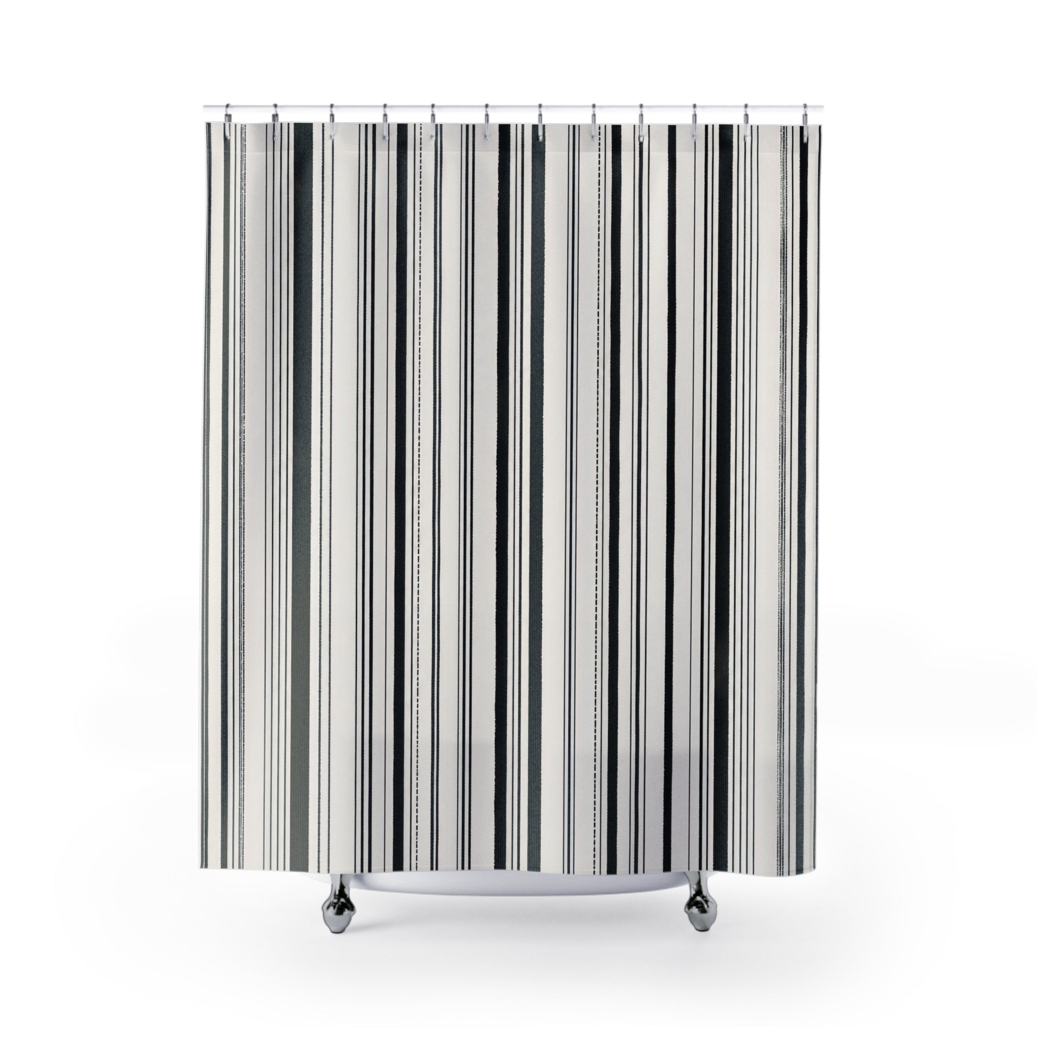 Black White Striped Shower Curtain