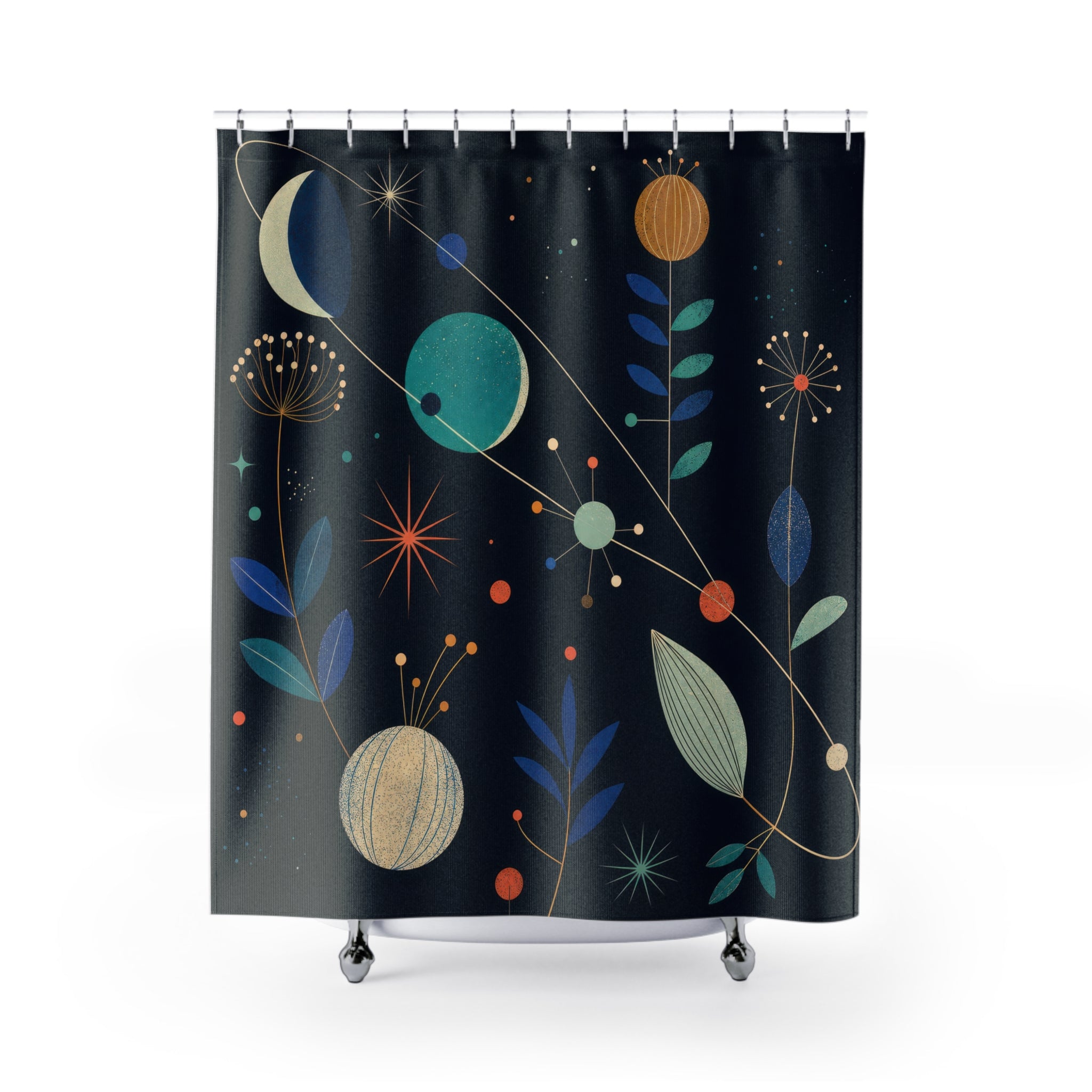 Orbital Garden Mid Century Shower Curtain