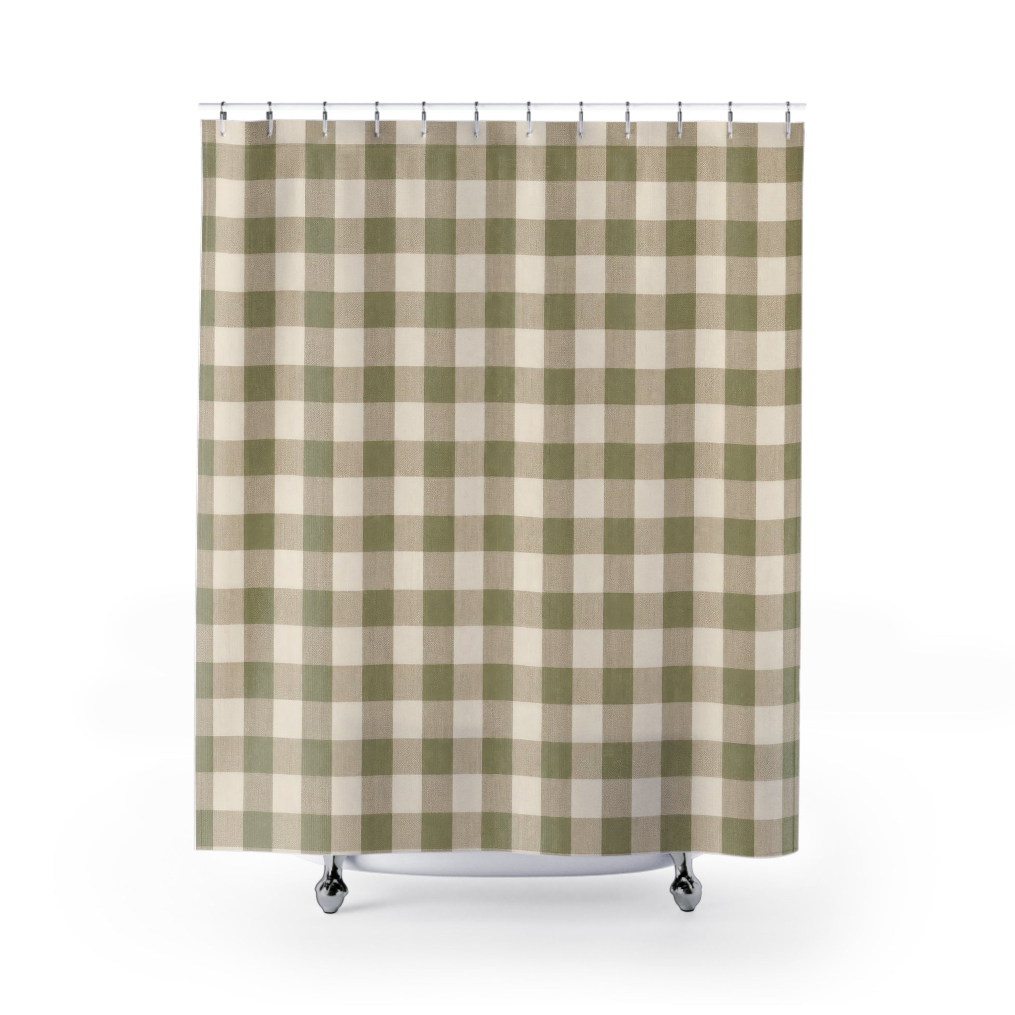 Gingham Green Plaid Shower Curtain