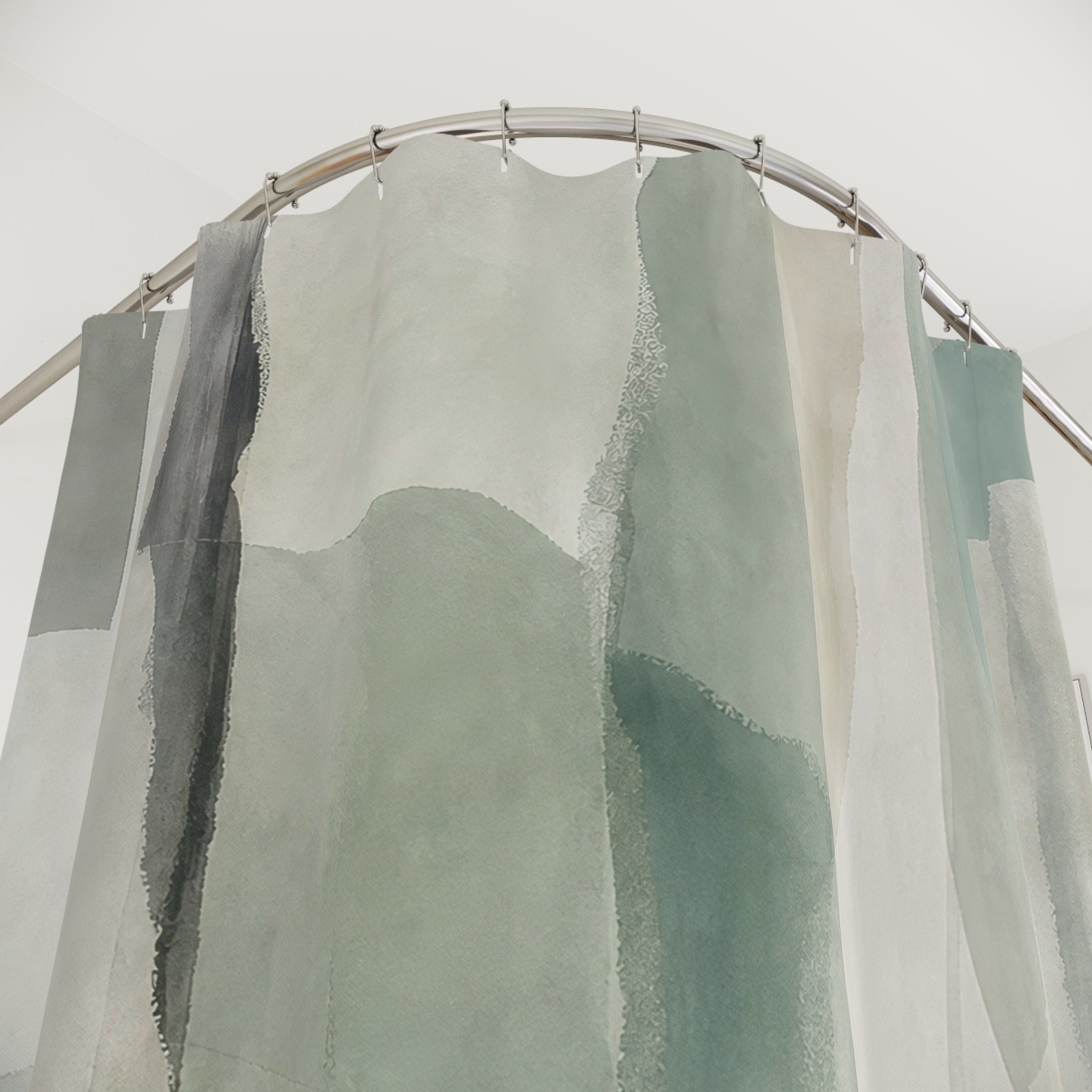 Sage Gray Watercolor Abstract Shower Curtain