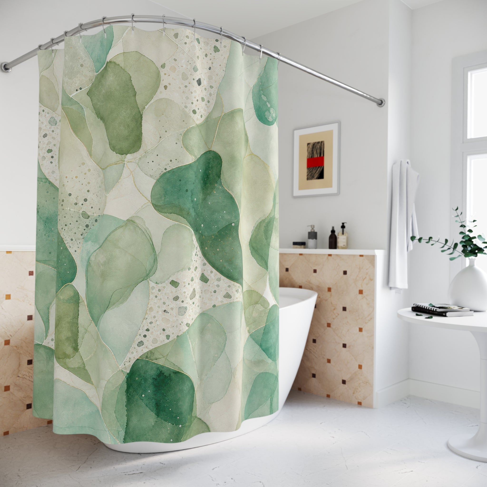 Watercolor Leaf Abstract Shower Curtain