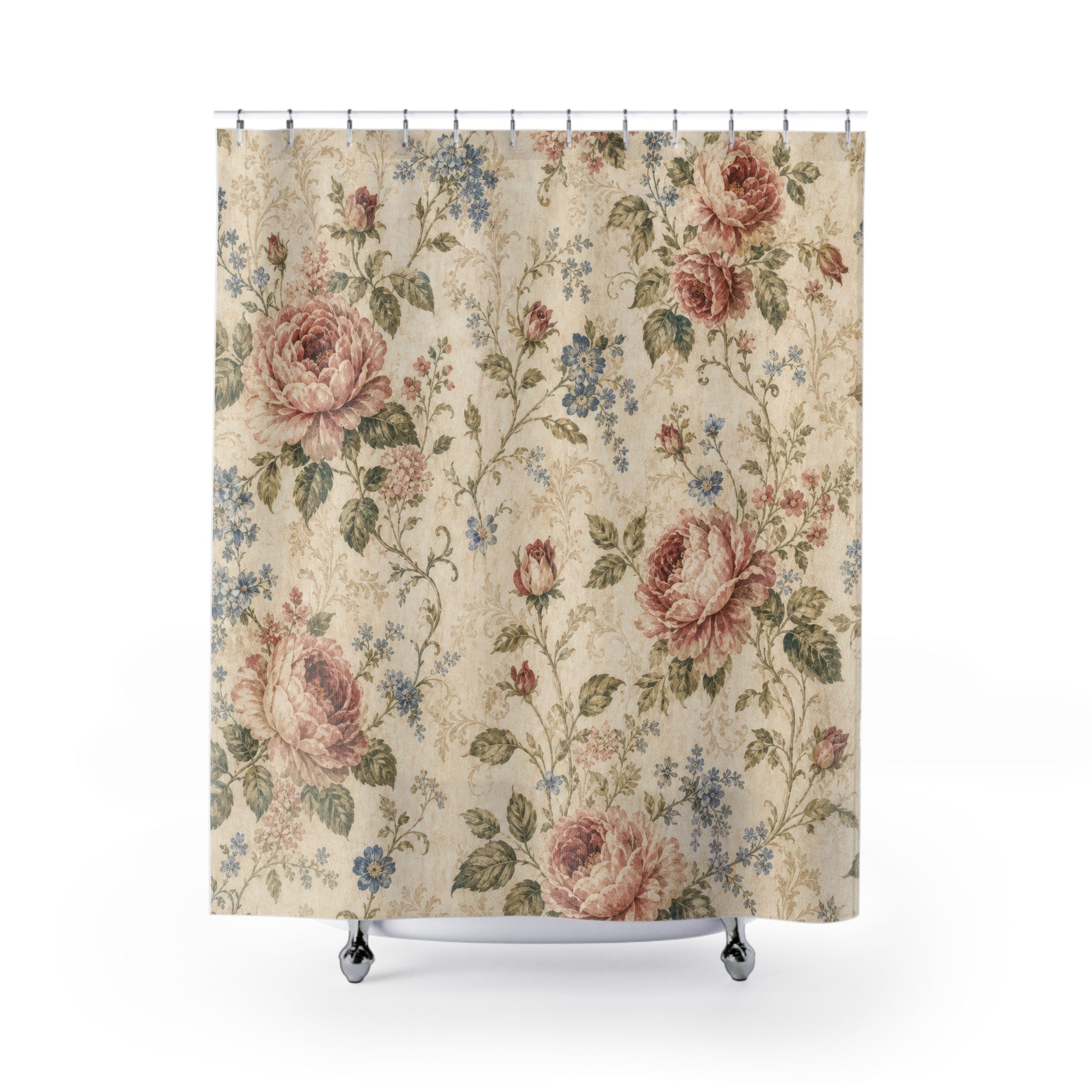 Vintage Cabbage Rose Shower Curtain
