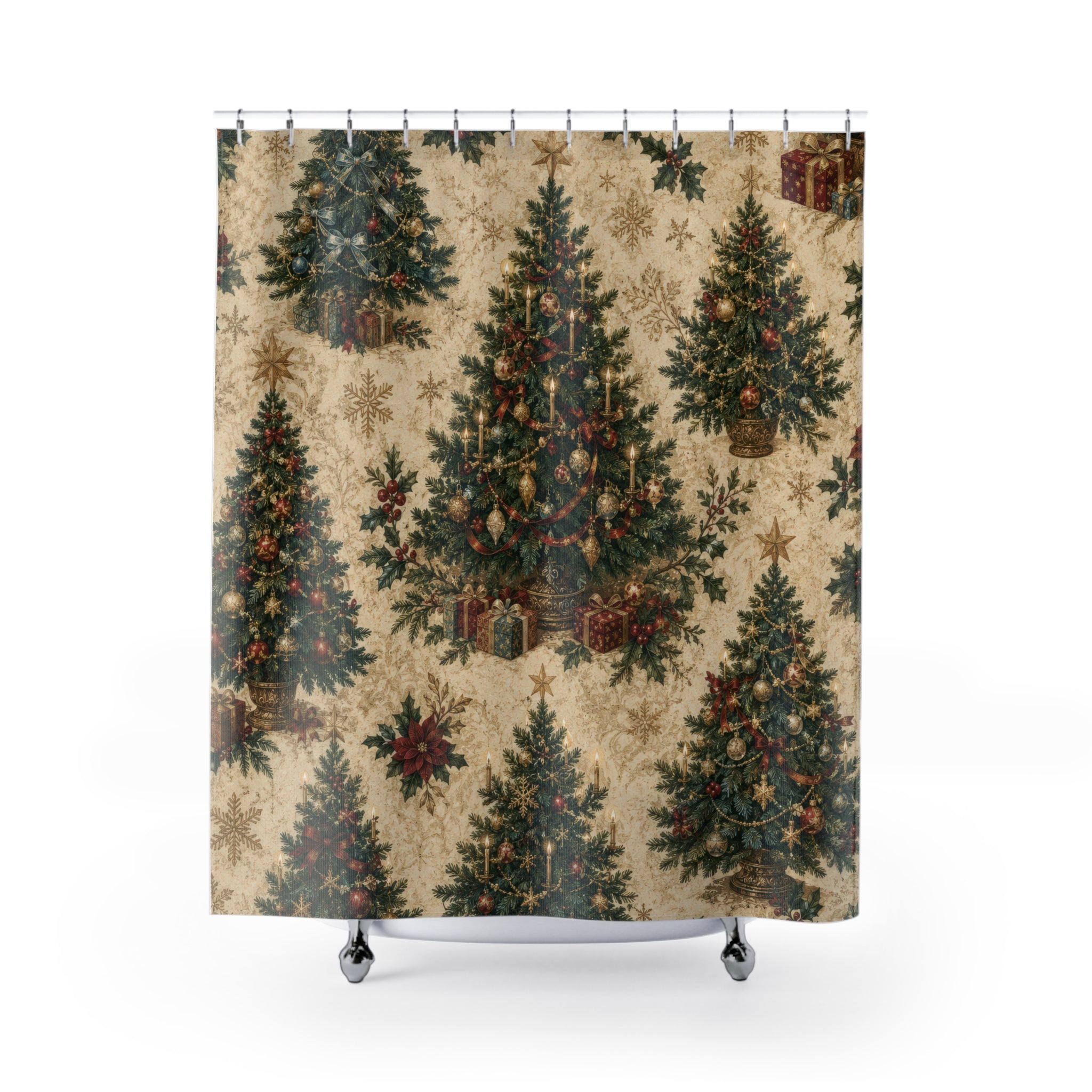 Christmas Shower Curtain: Vintage Christmas Tree
