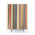 Tan Rust Dotted Column Stripe Shower Curtain