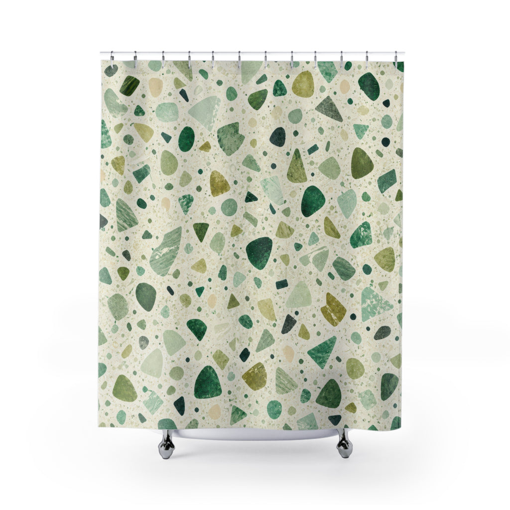 Emerald Sage Speckled Shower Curtain