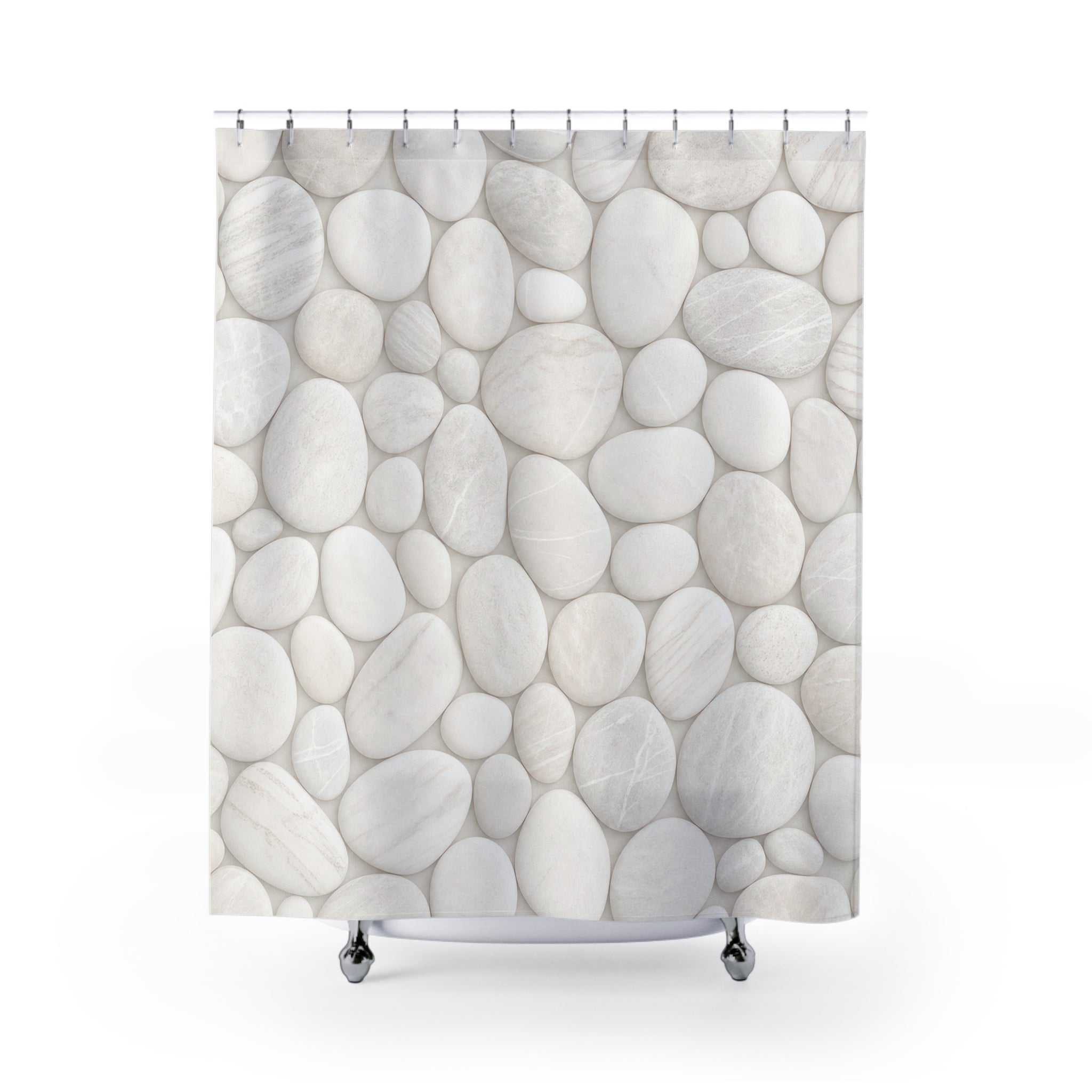 White Spa Pebble Shower Curtain