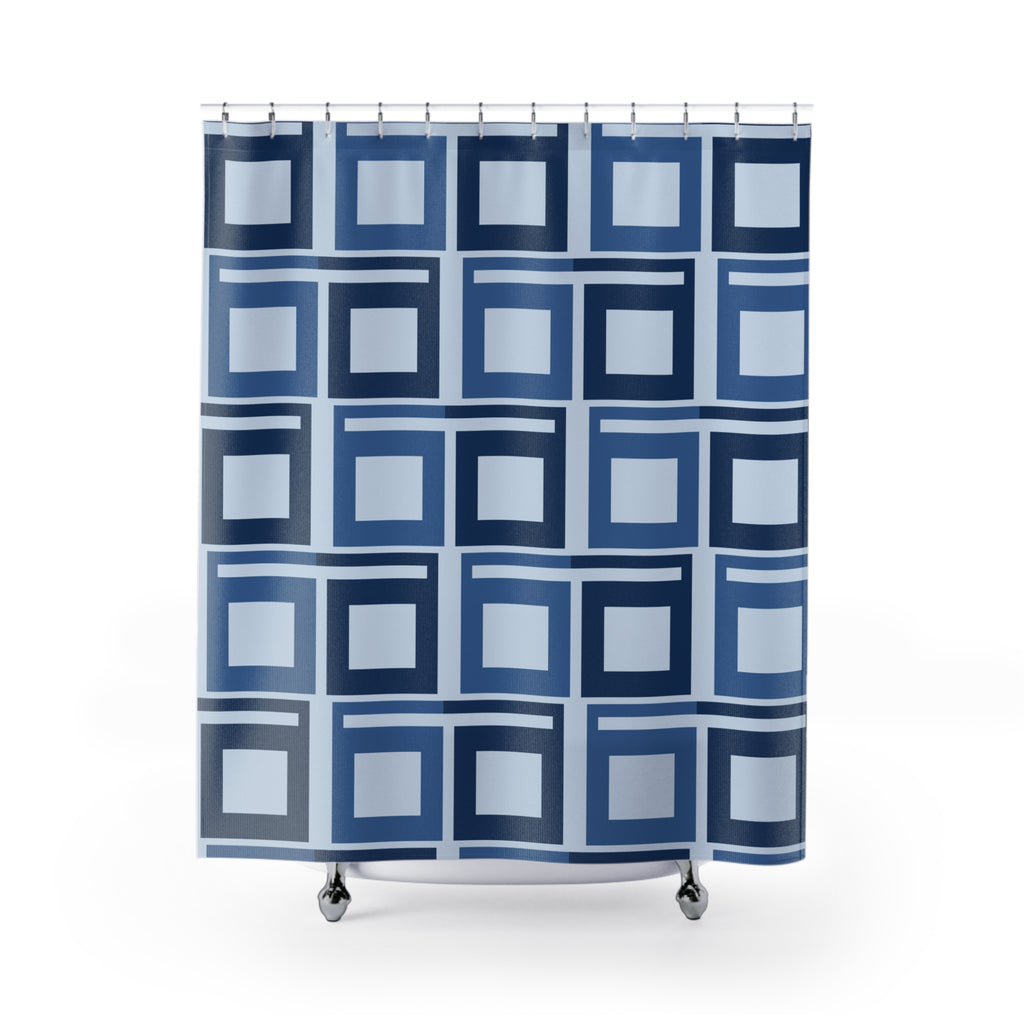 Navy Blue Greek Key Shower Curtain