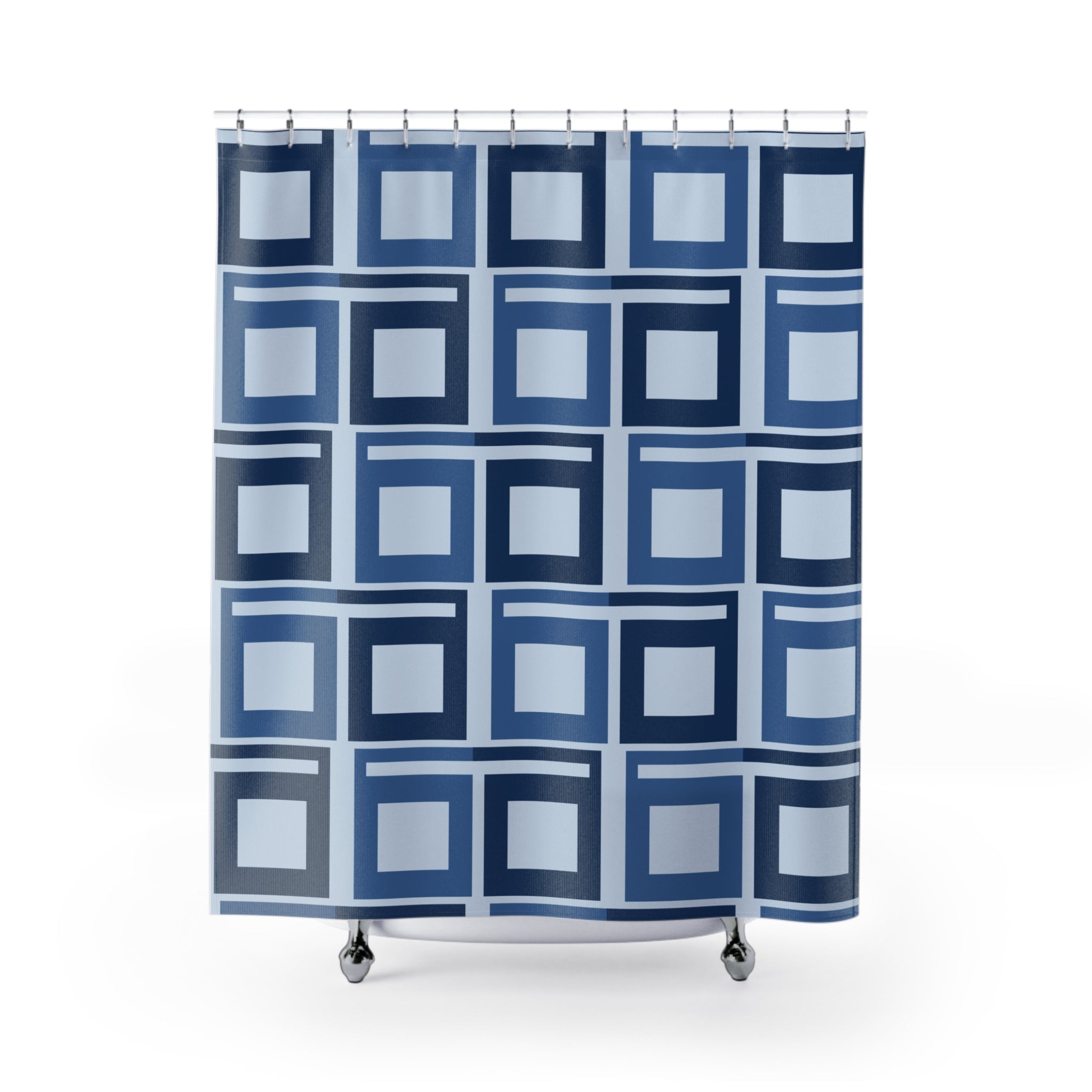 Navy Blue Greek Key Shower Curtain
