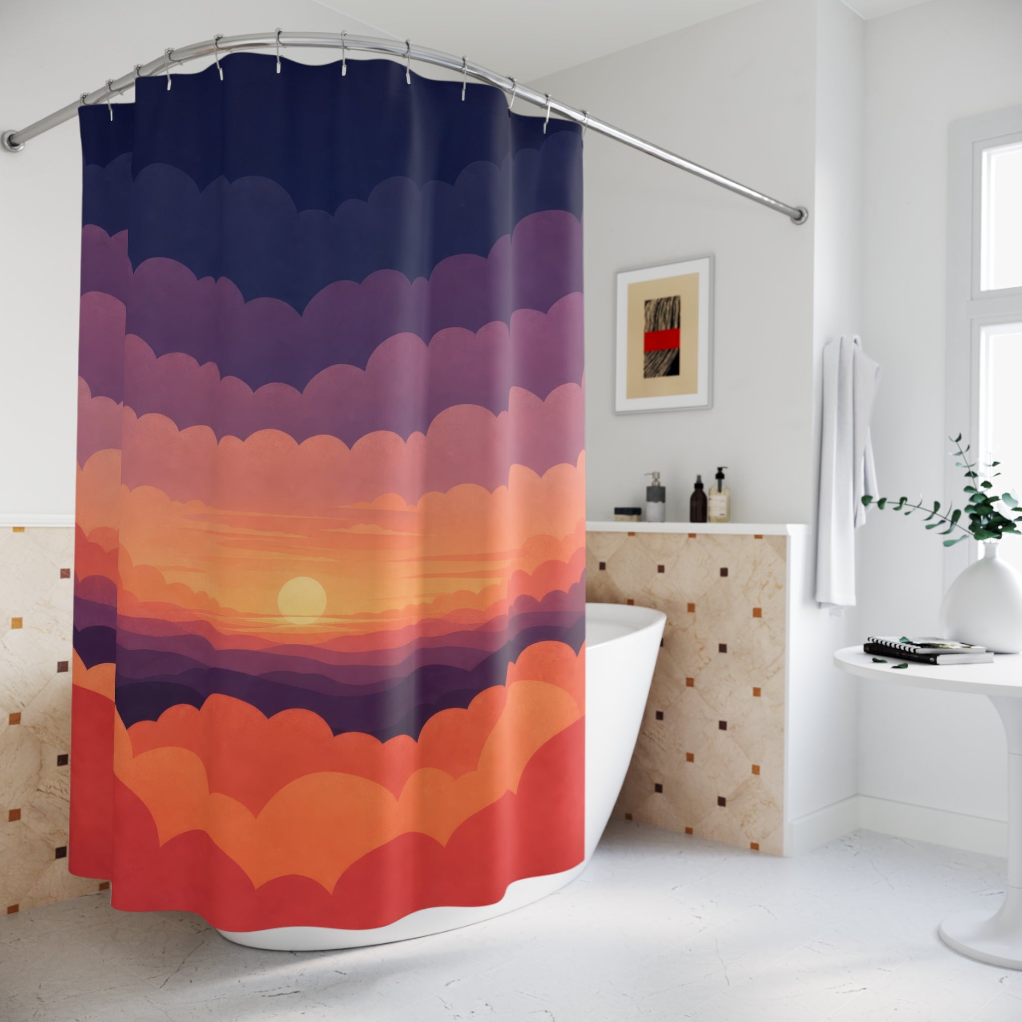 Sunset Scallop Cloud Shower Curtain