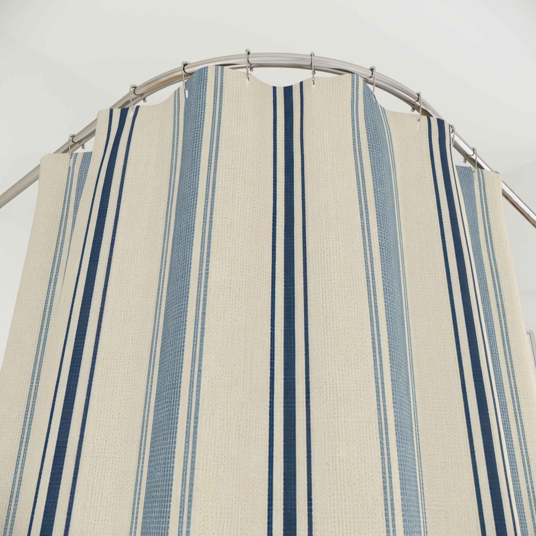 Navy Striped Shower Curtain
