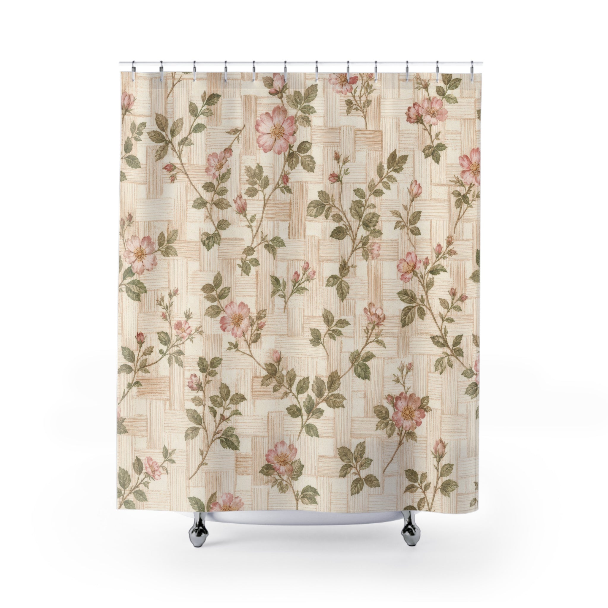 Rose Vine Lattice Shower Curtain