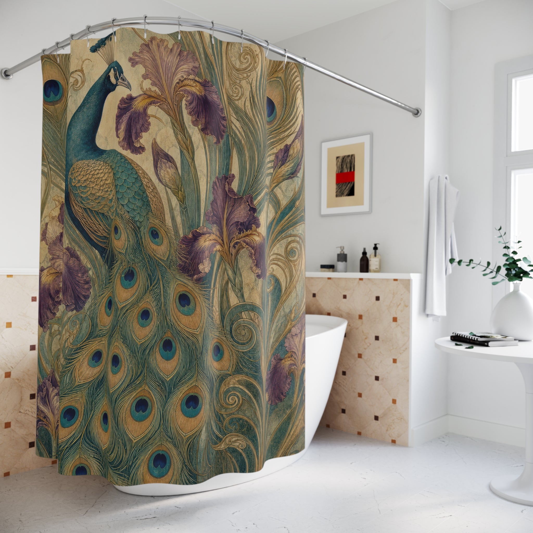Art Nouveau Peacock Shower Curtain