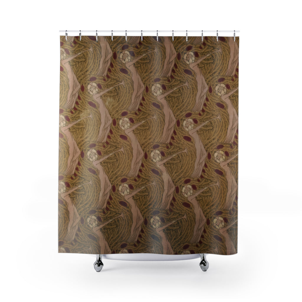 Art Nouveau Angel Shower Curtain – Blush & Ochre