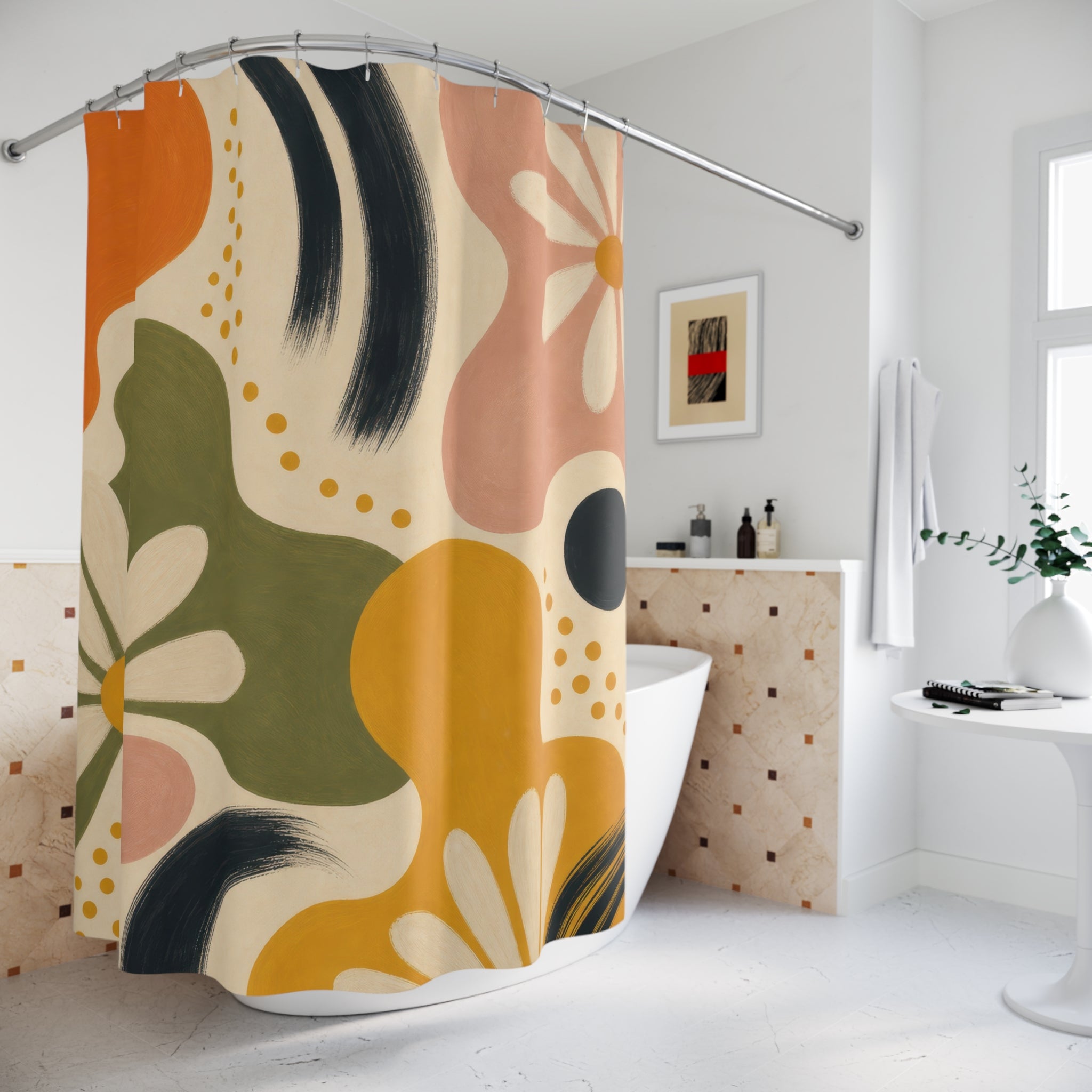 Retro 60s Orange Shower Curtain