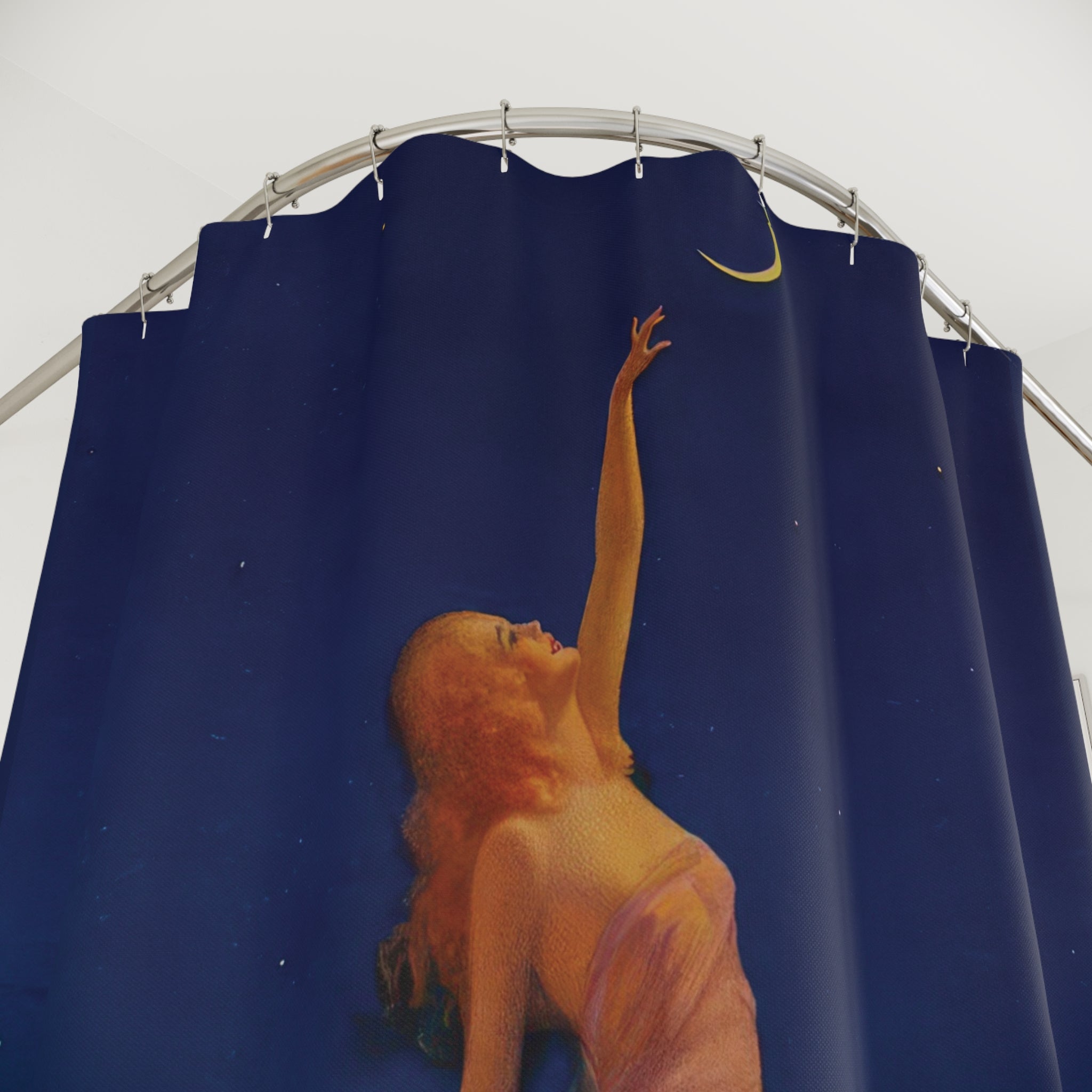 Celestial Moon Shower Curtain – Vintage Blue