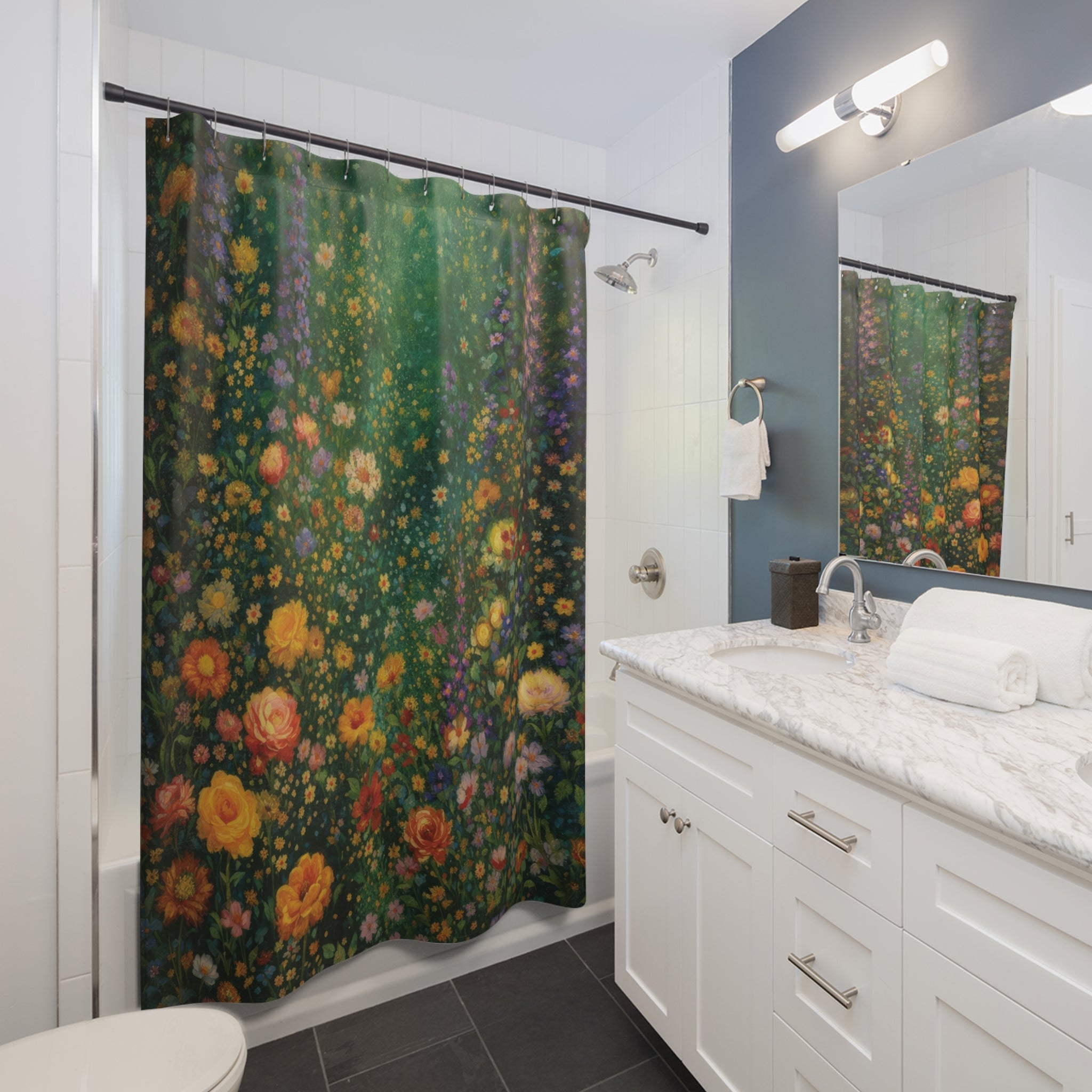 Klimt Wildflower Shower Curtain – Green Botanical