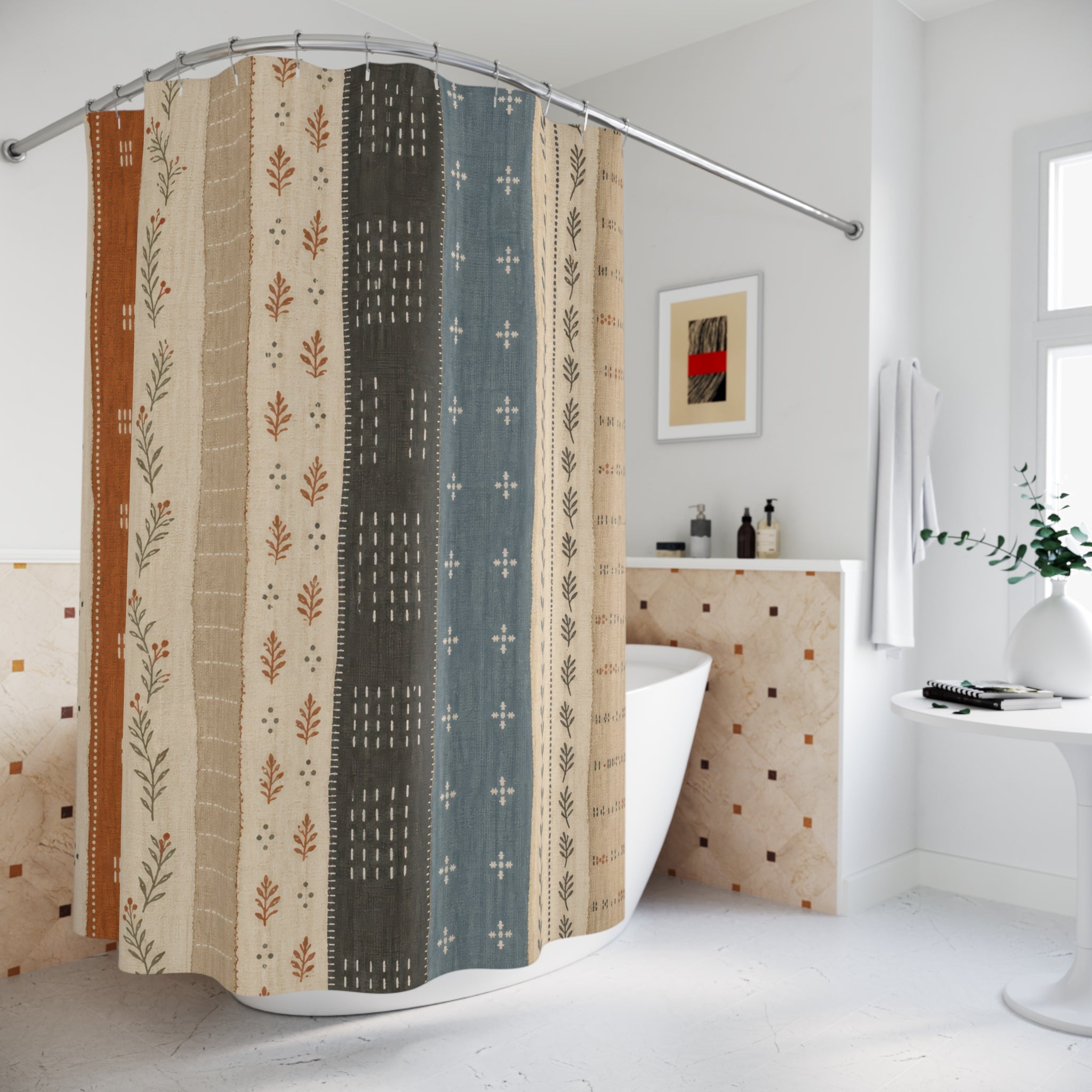 Boho Vertical Stripe Shower Curtain