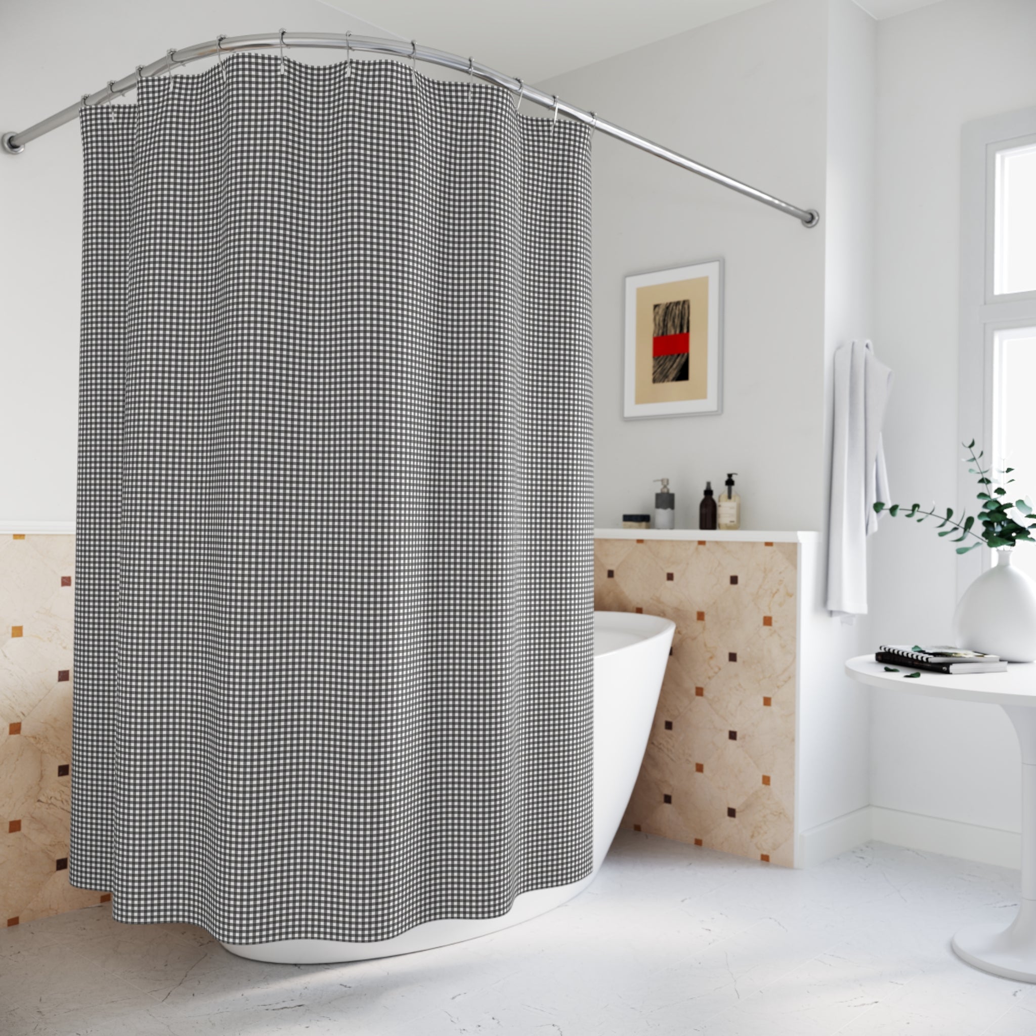 Black and White Gingham Shower Curtain