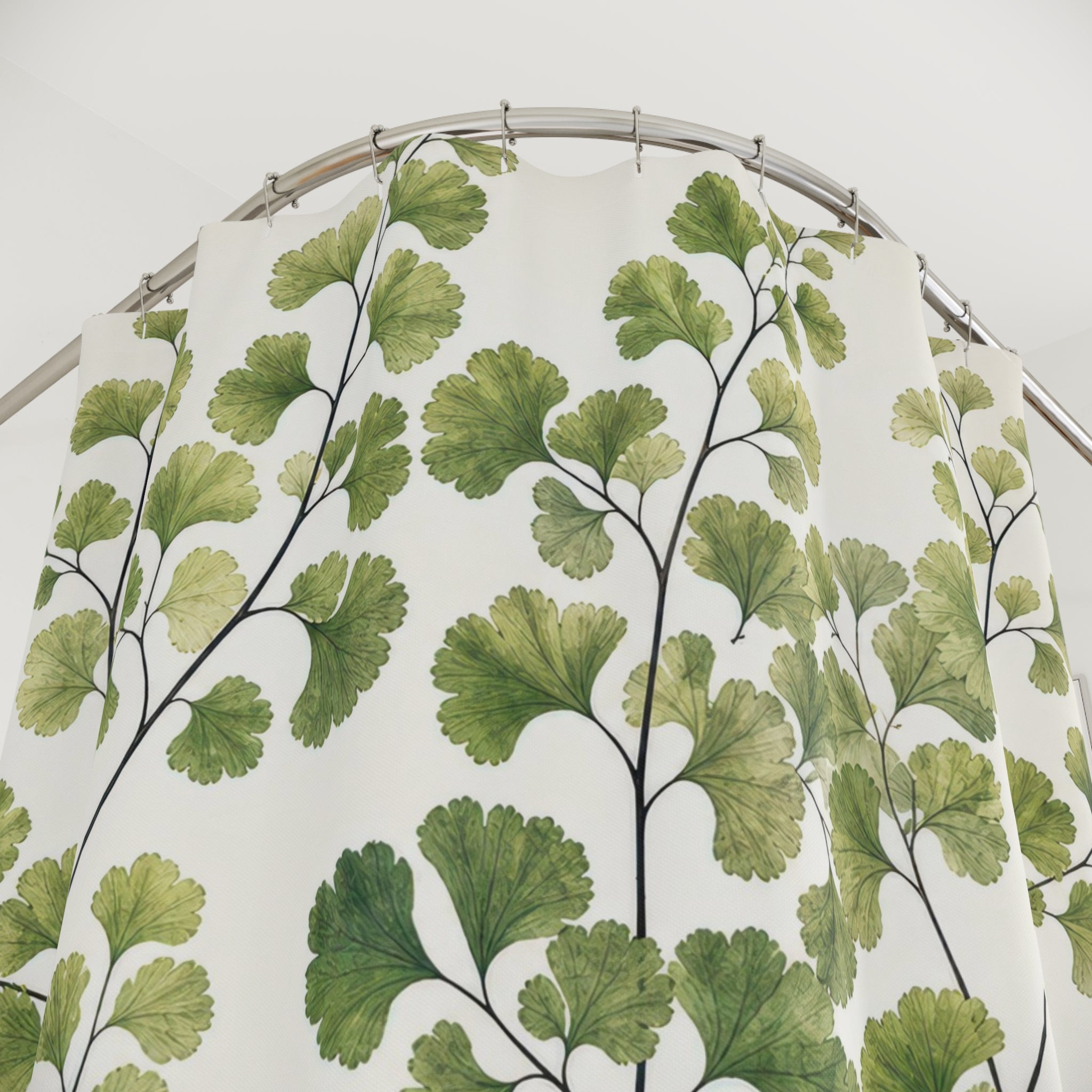 Green Maidenhair Fern Leaf Shower Curtain