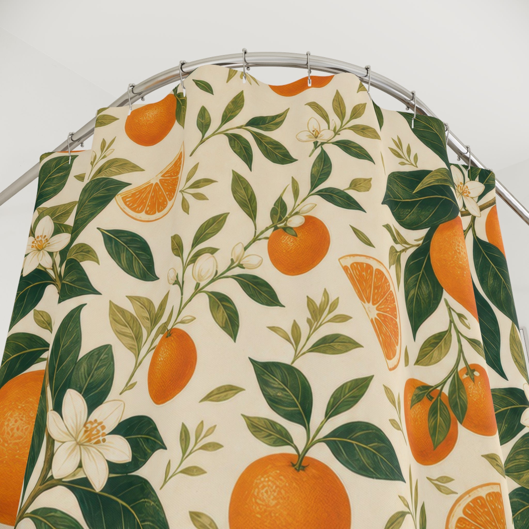 Citrus Fruit Orange Floral Botanical Cottage Cottagecore Shower Curtain