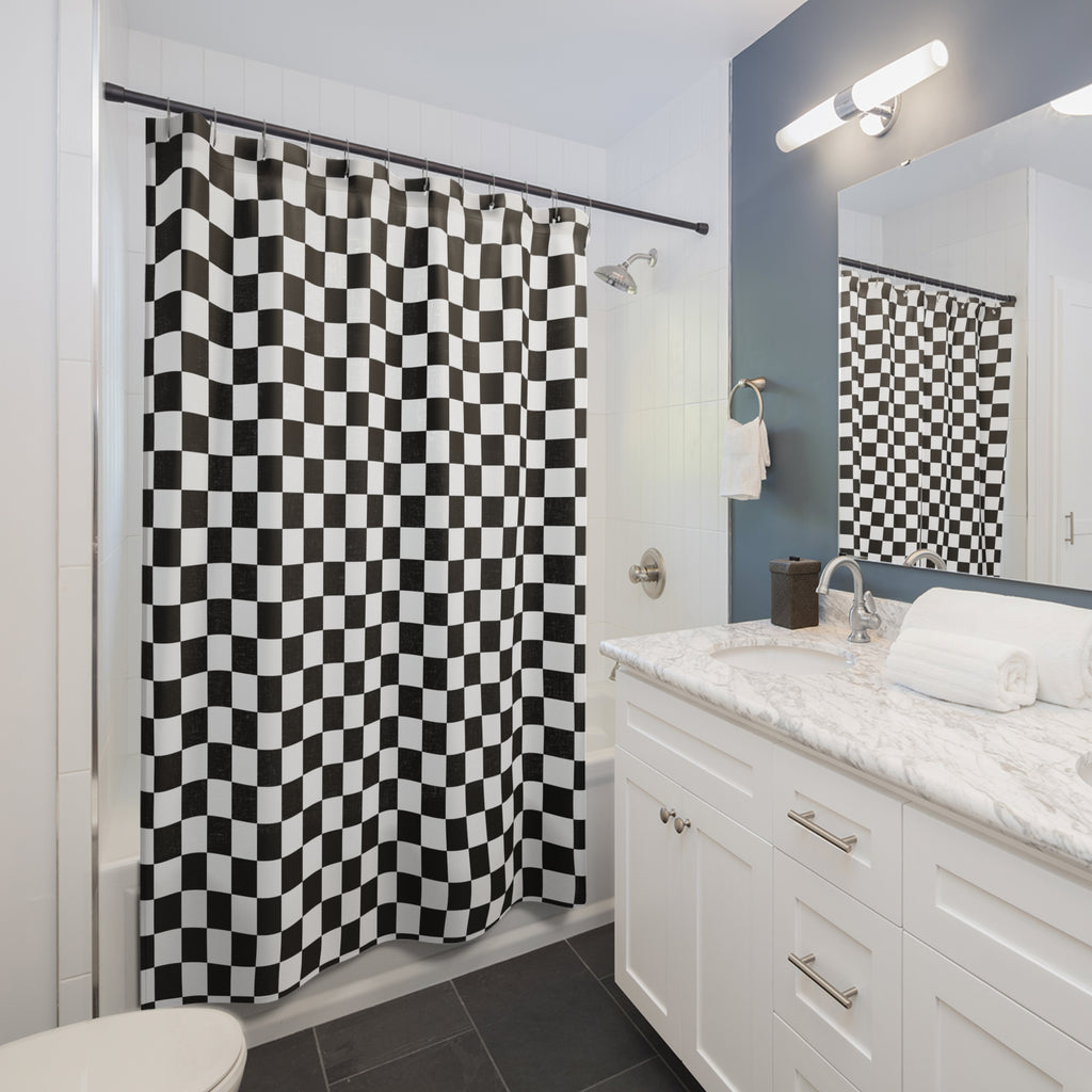 Black and White Buffalo Check Shower Curtain