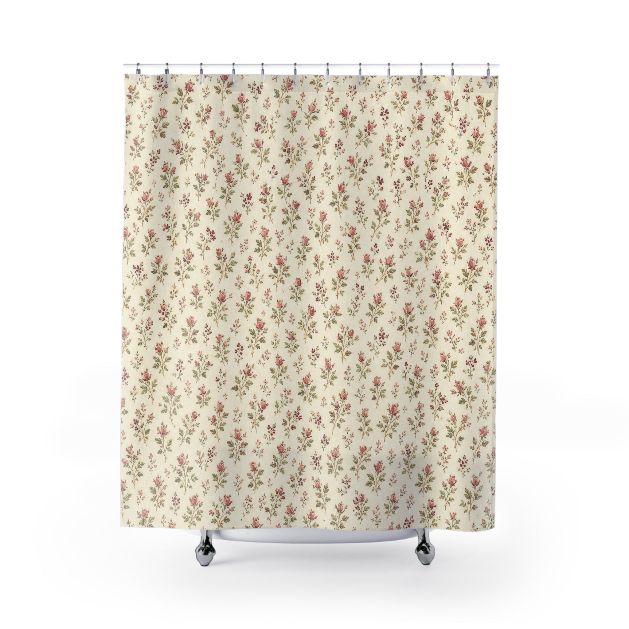 Pink Rose Floral Shower Curtain