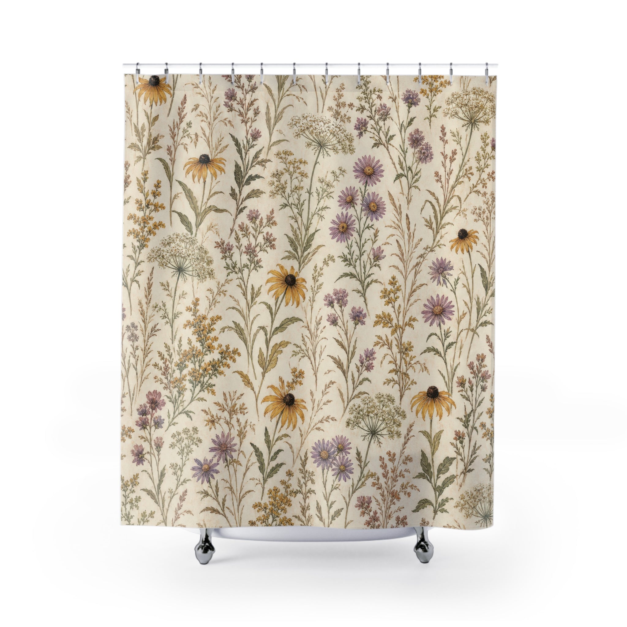 Yellow Wildflower Meadow Shower Curtain
